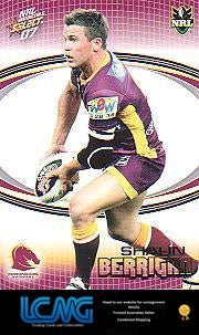 SELECT NRL 2007 INVINCIBLE #8 SHAUN BERRIGAN