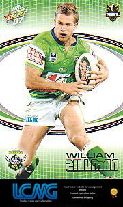 SELECT NRL 2007 INVINCIBLE #31 WILLIAM ZILLMAN