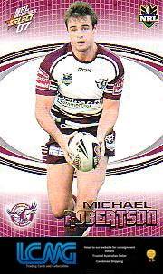 SELECT NRL 2007 INVINCIBLE #74 MICHAEL ROBERTSON