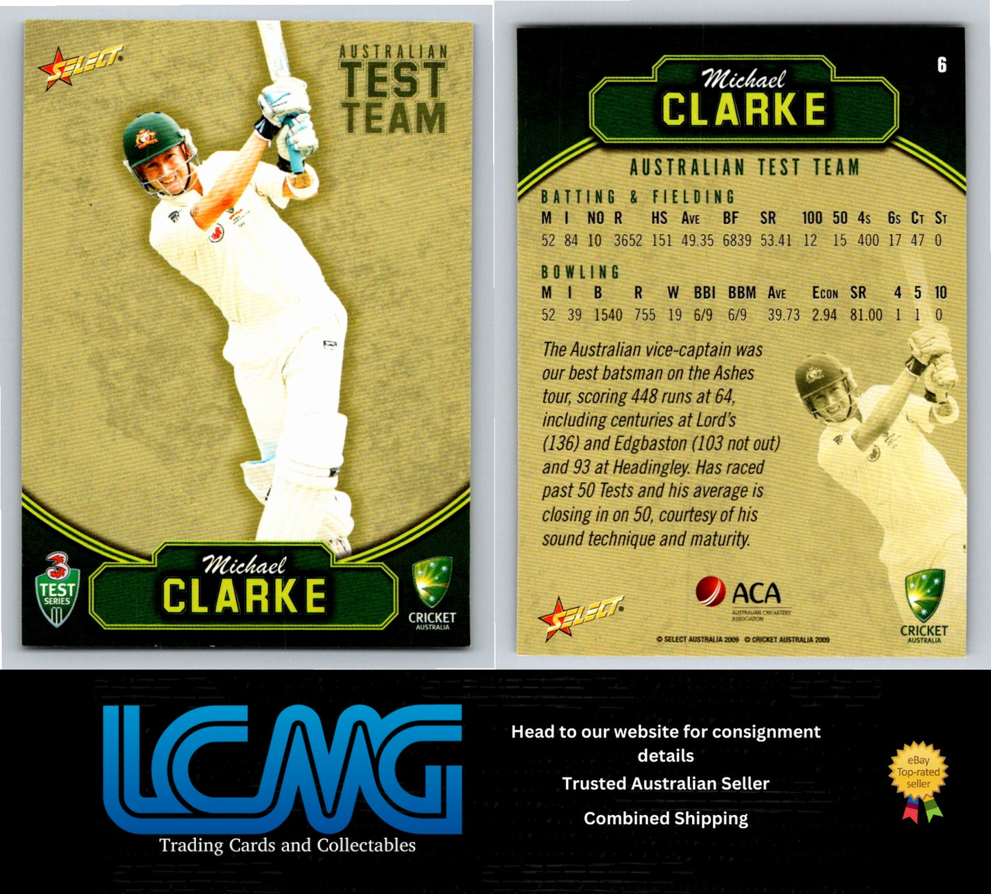Select Cricket 2009 2010 Card # 6 Michael Clarke