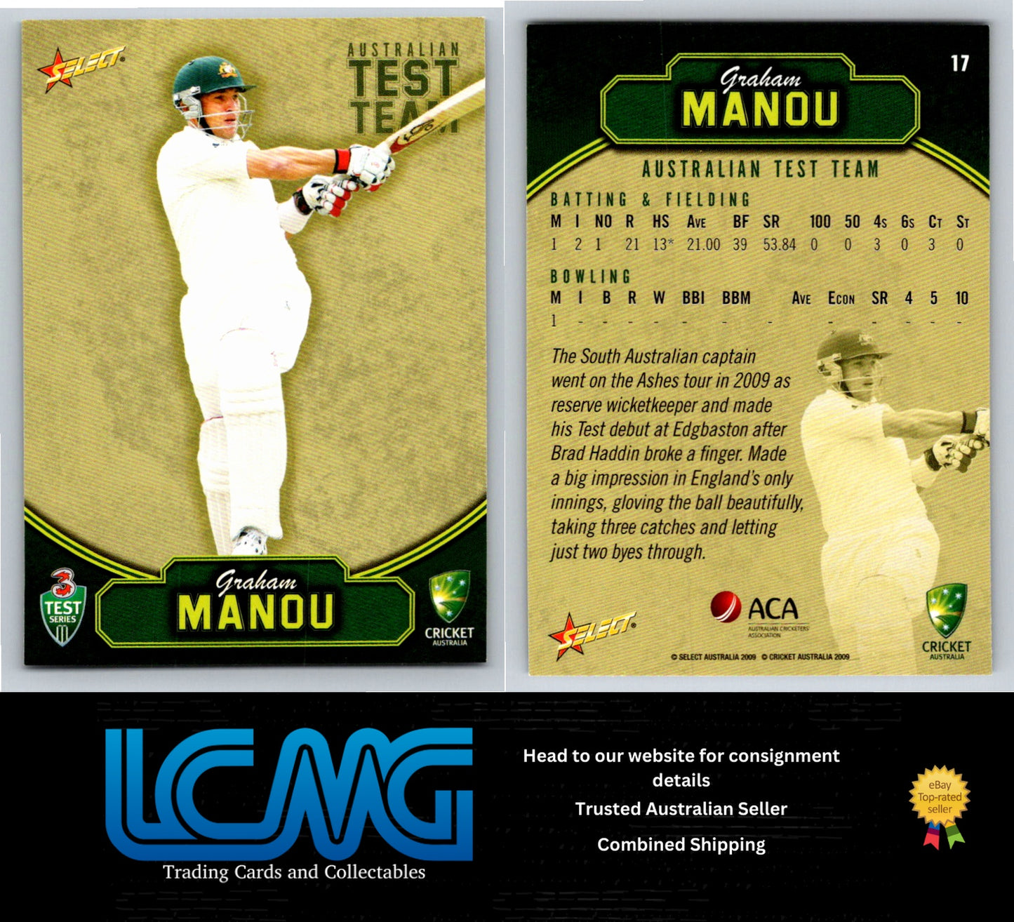 Select Cricket 2009 2010 Card # 17 Graham Manou