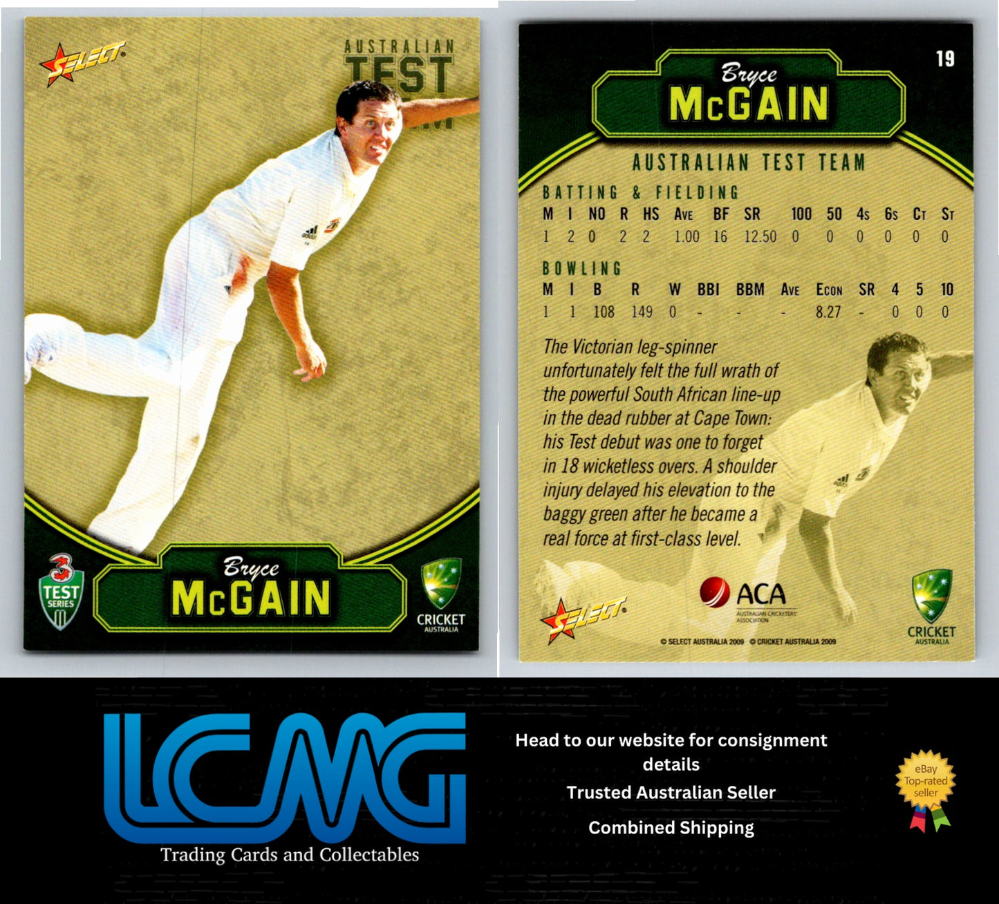Select Cricket 2009 2010 Card # 19 Bryce McGain