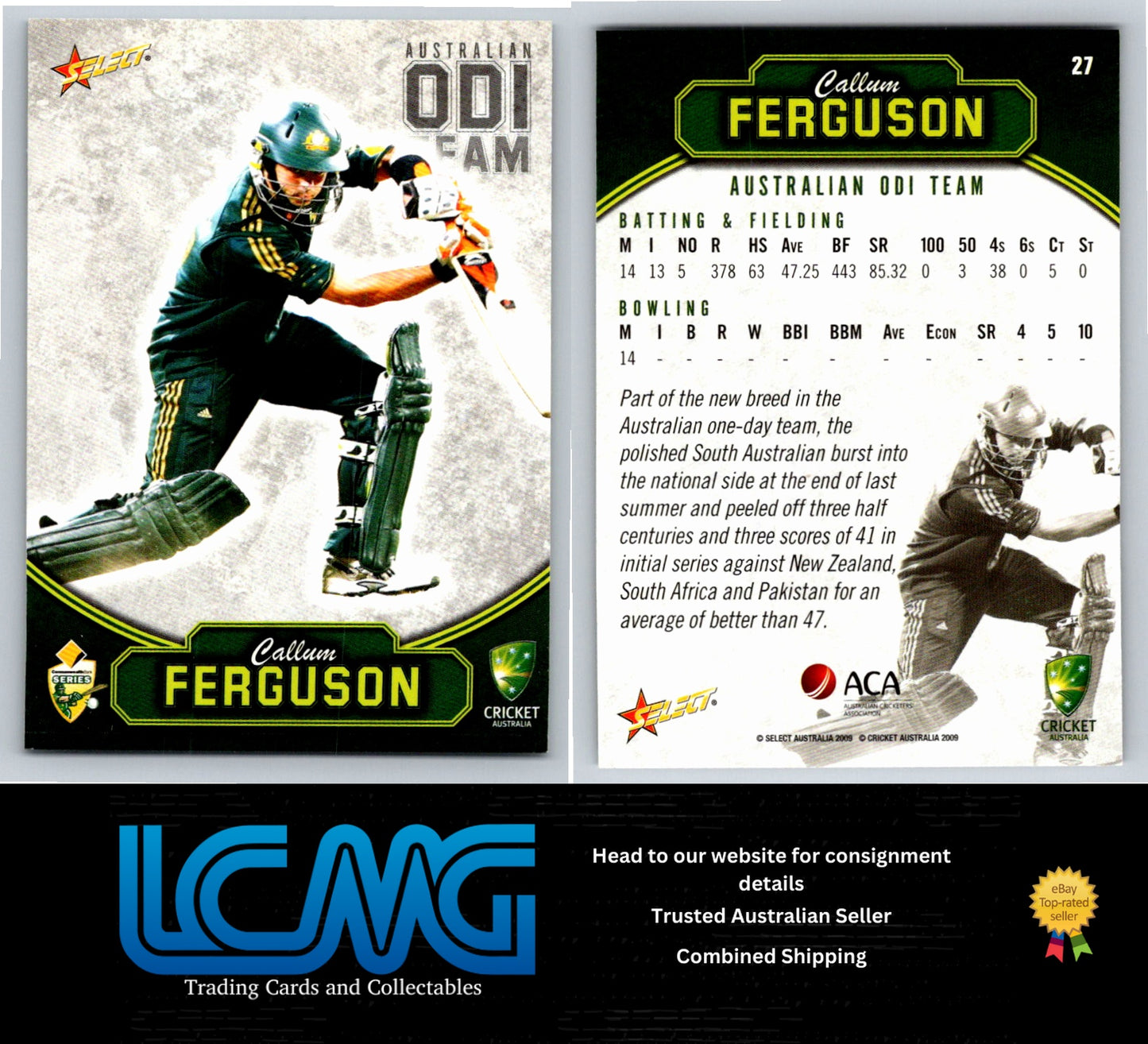 Select Cricket 2009 2010 Card # 27 Callum Ferguson