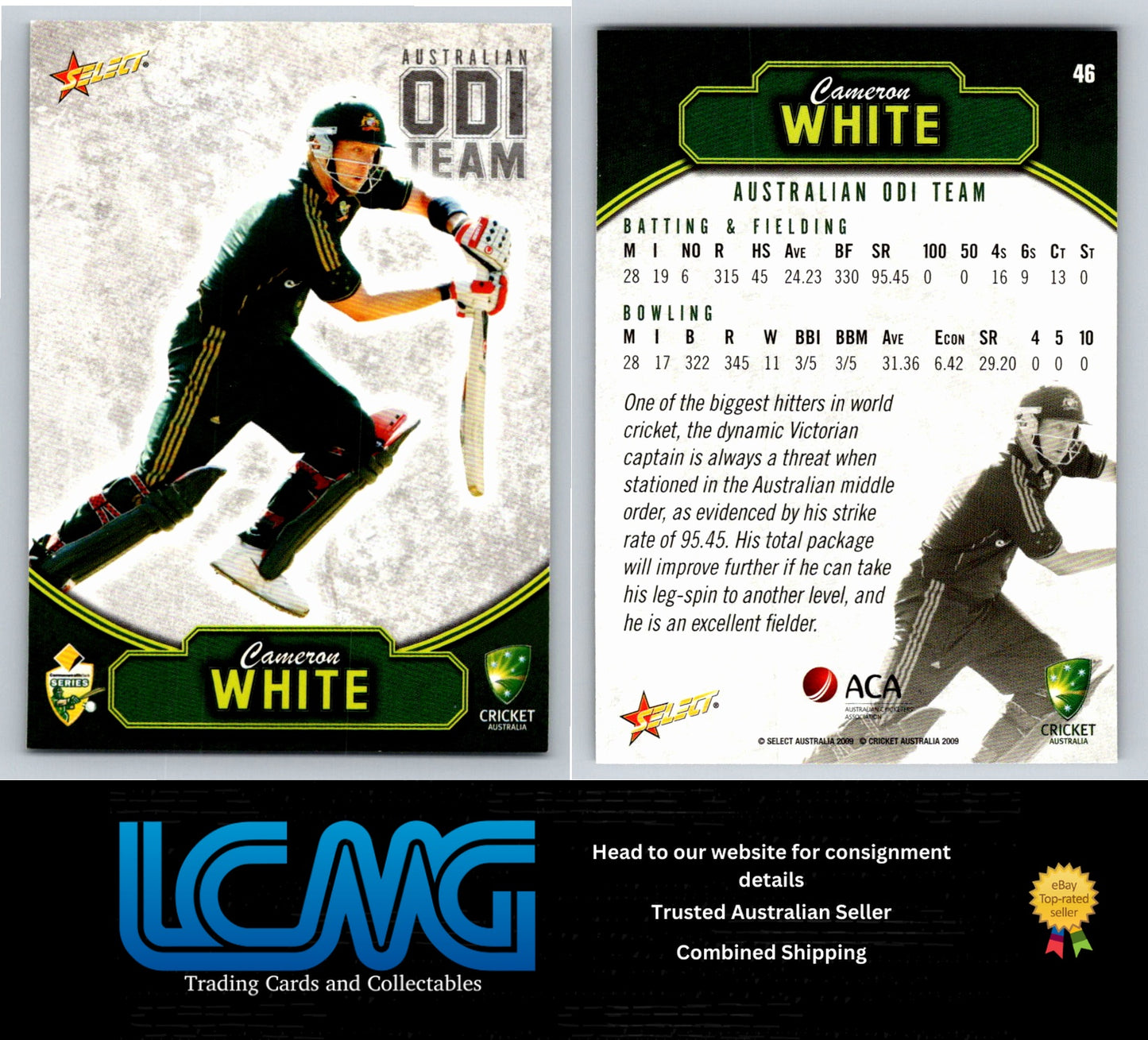 Select Cricket 2009 2010 Card # 46 Cameron White