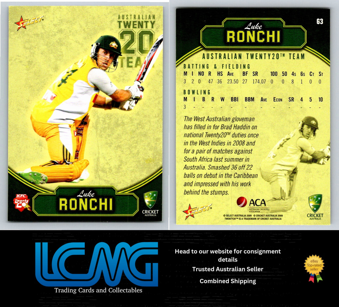 Select Cricket 2009 2010 Card # 63 Luke Ronchi
