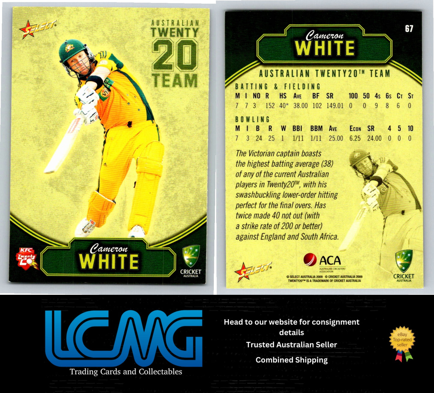 Select Cricket 2009 2010 Card # 67 Cameron White