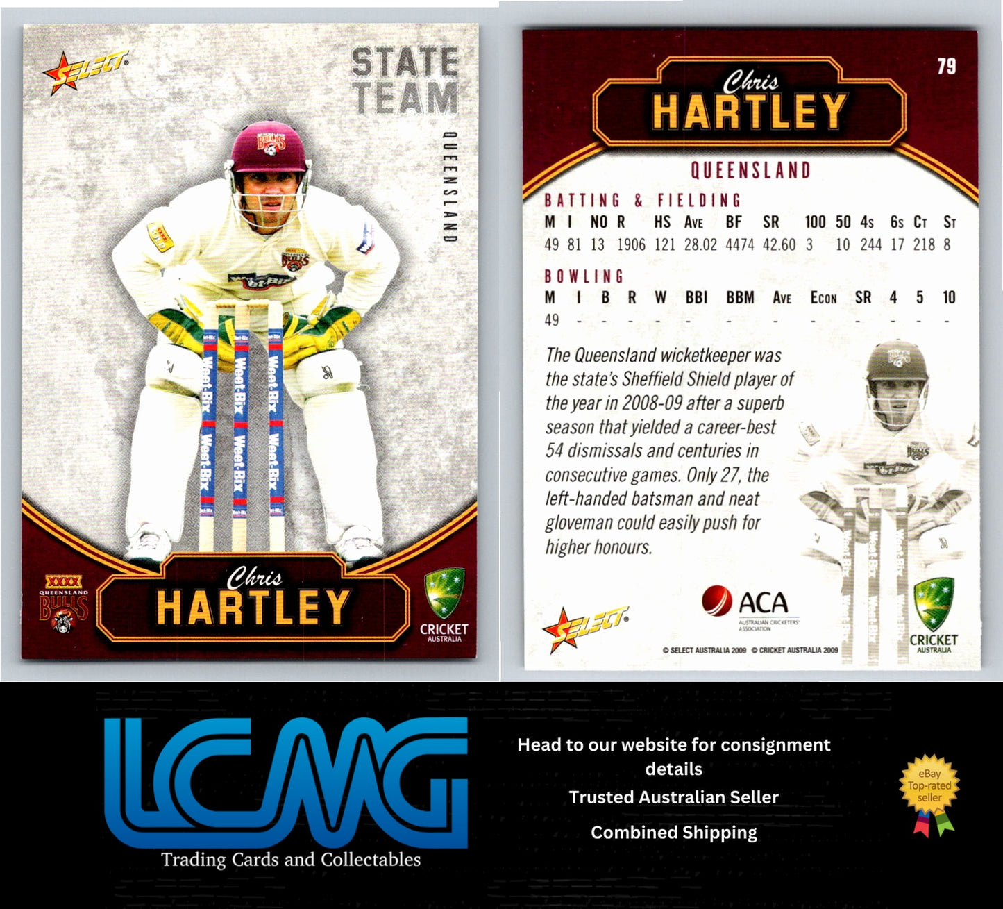 Select Cricket 2009 2010 Card # 79 Chris Hartley