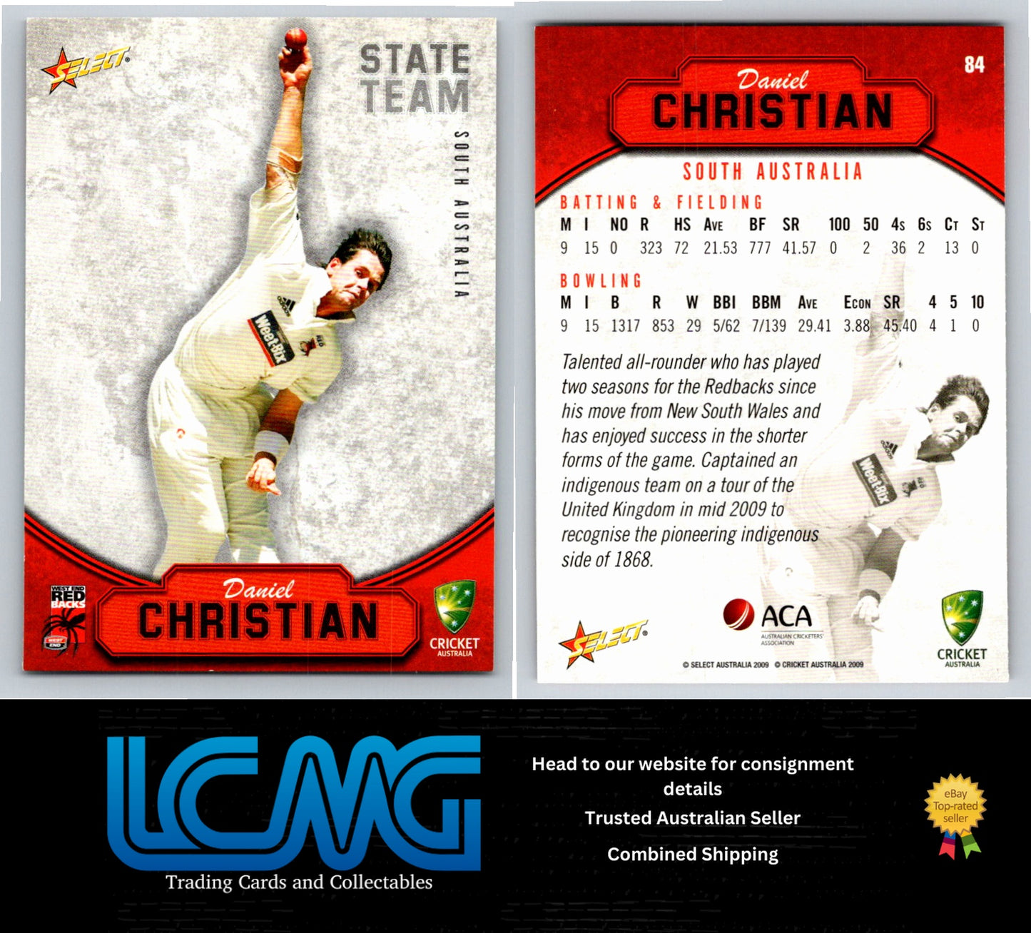 Select Cricket 2009 2010 Card # 84 Daniel Christian