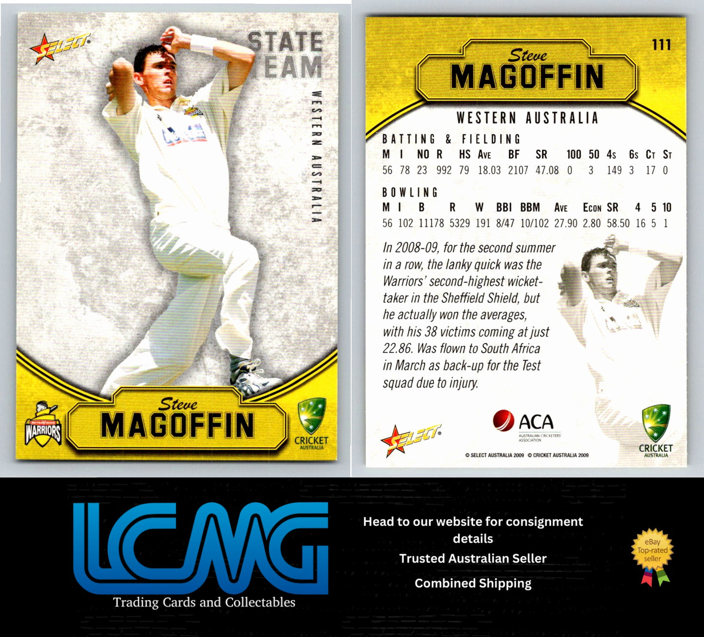 Select Cricket 2009 2010 Card # 111 Steve Magoffin