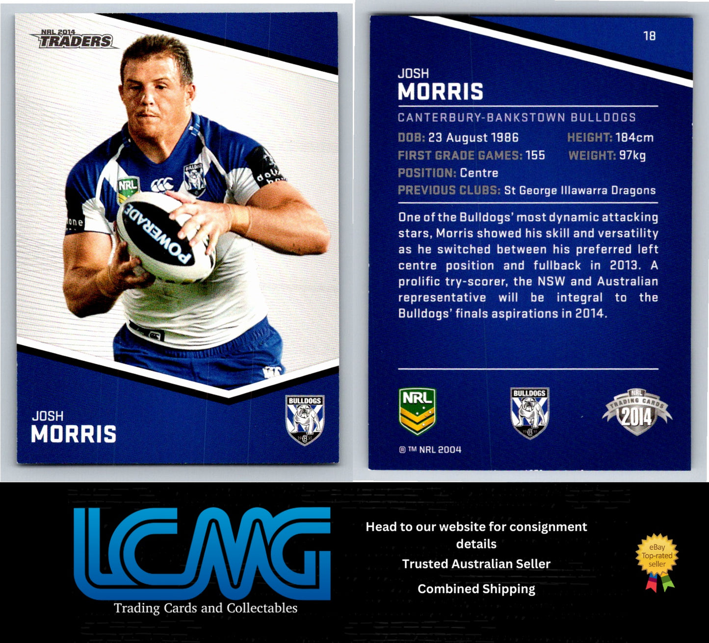 Card # 18 Josh Morris NRL 2014 Traders Canterbury Bulldogs