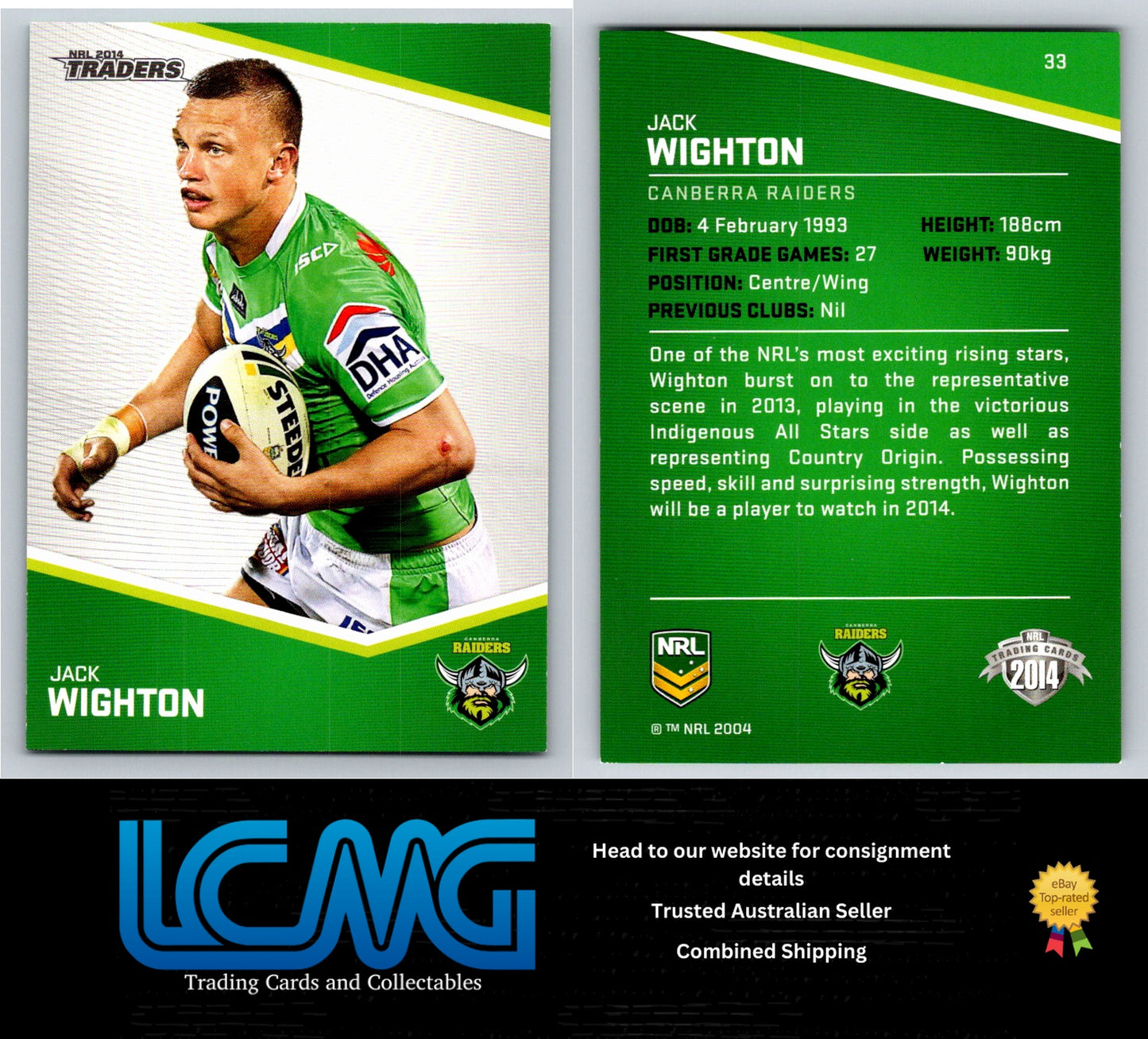 Card # 23 Terry Campese NRL 2014 Traders Canberra Raiders