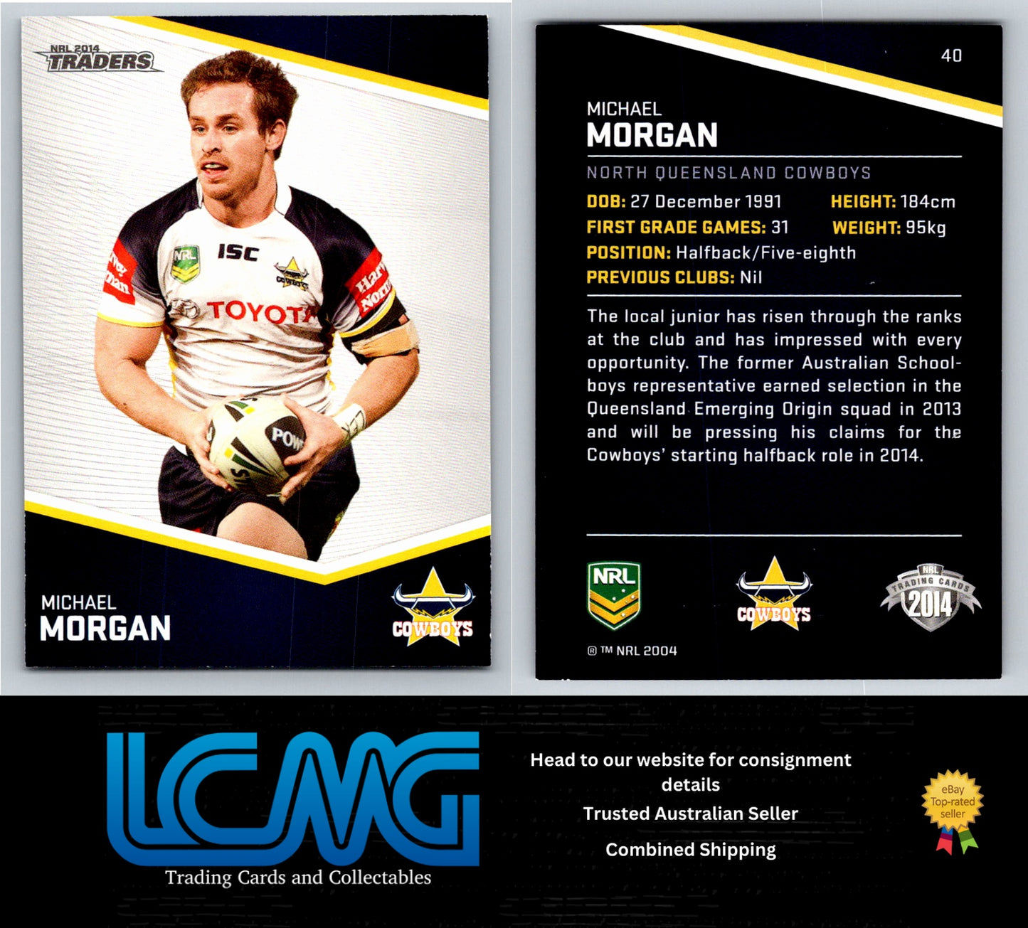 Card # 40 Michael Morgan NRL 2014 Traders Nth Queensland Cowboys