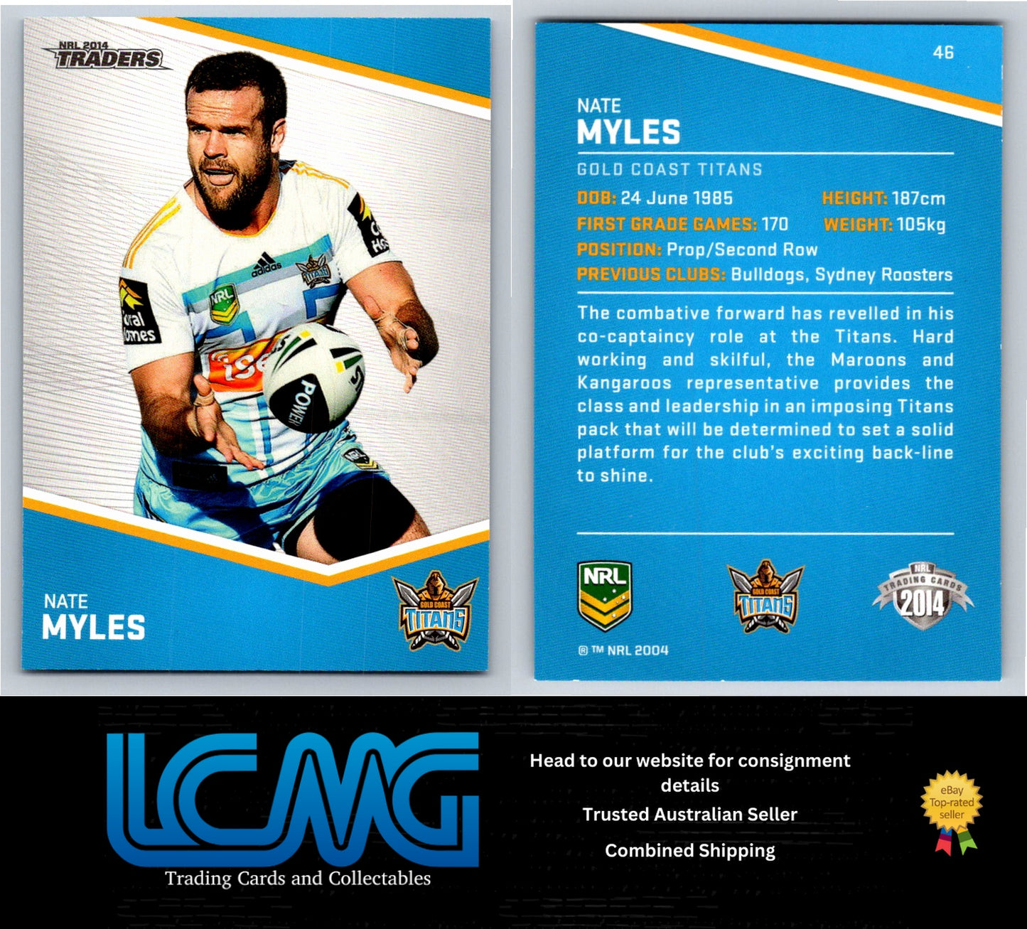 Card # 46 Nate Myles NRL 2014 Traders Gold Coast Titans