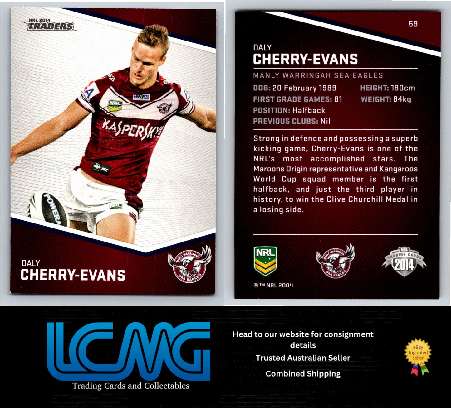 Card # 59 Daly Cherry-Evans NRL 2014 Traders Manly Warringah Sea Eagles
