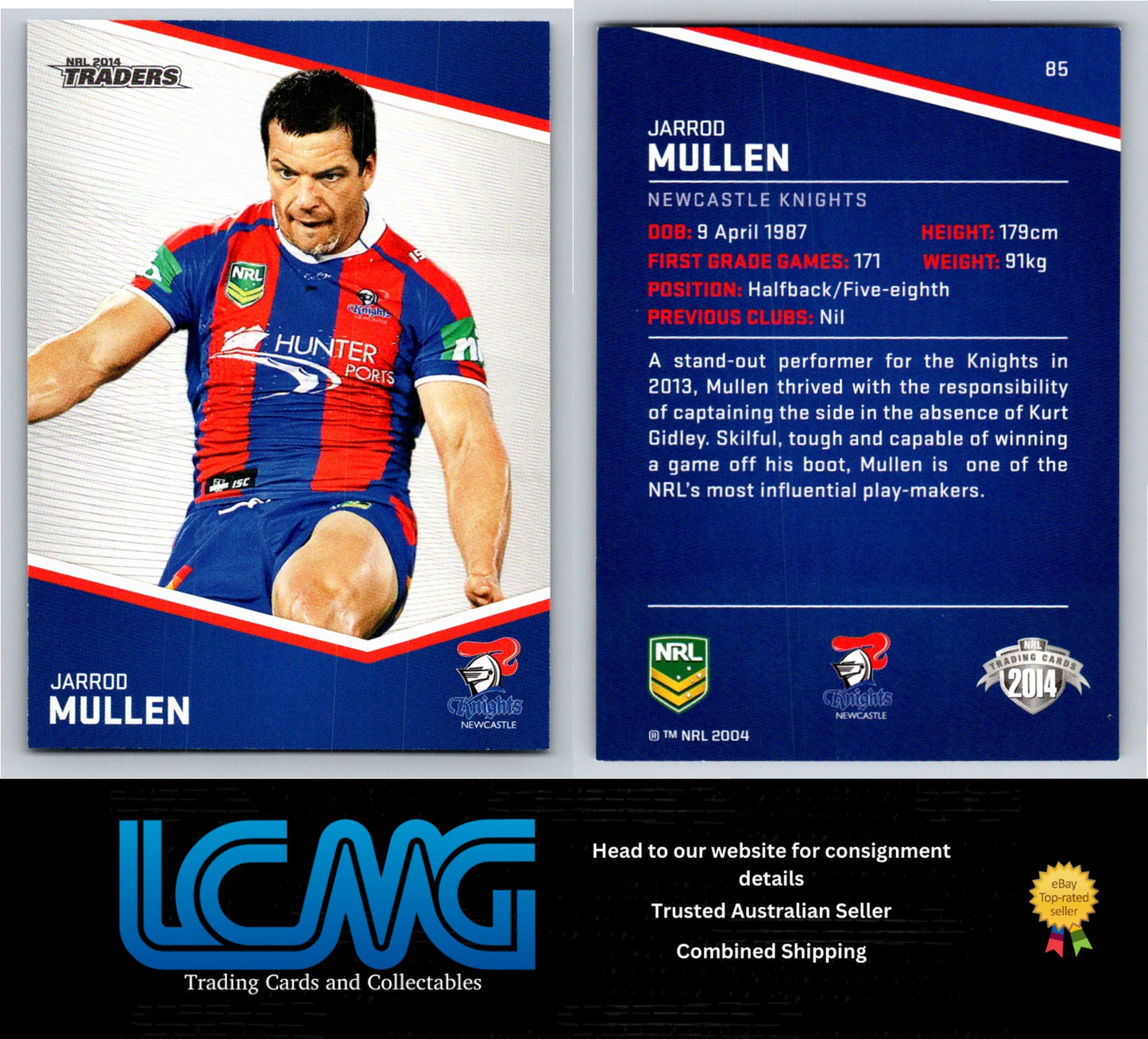 Card # 85 Jarrod Mullen NRL 2014 Traders Newcastle Knights