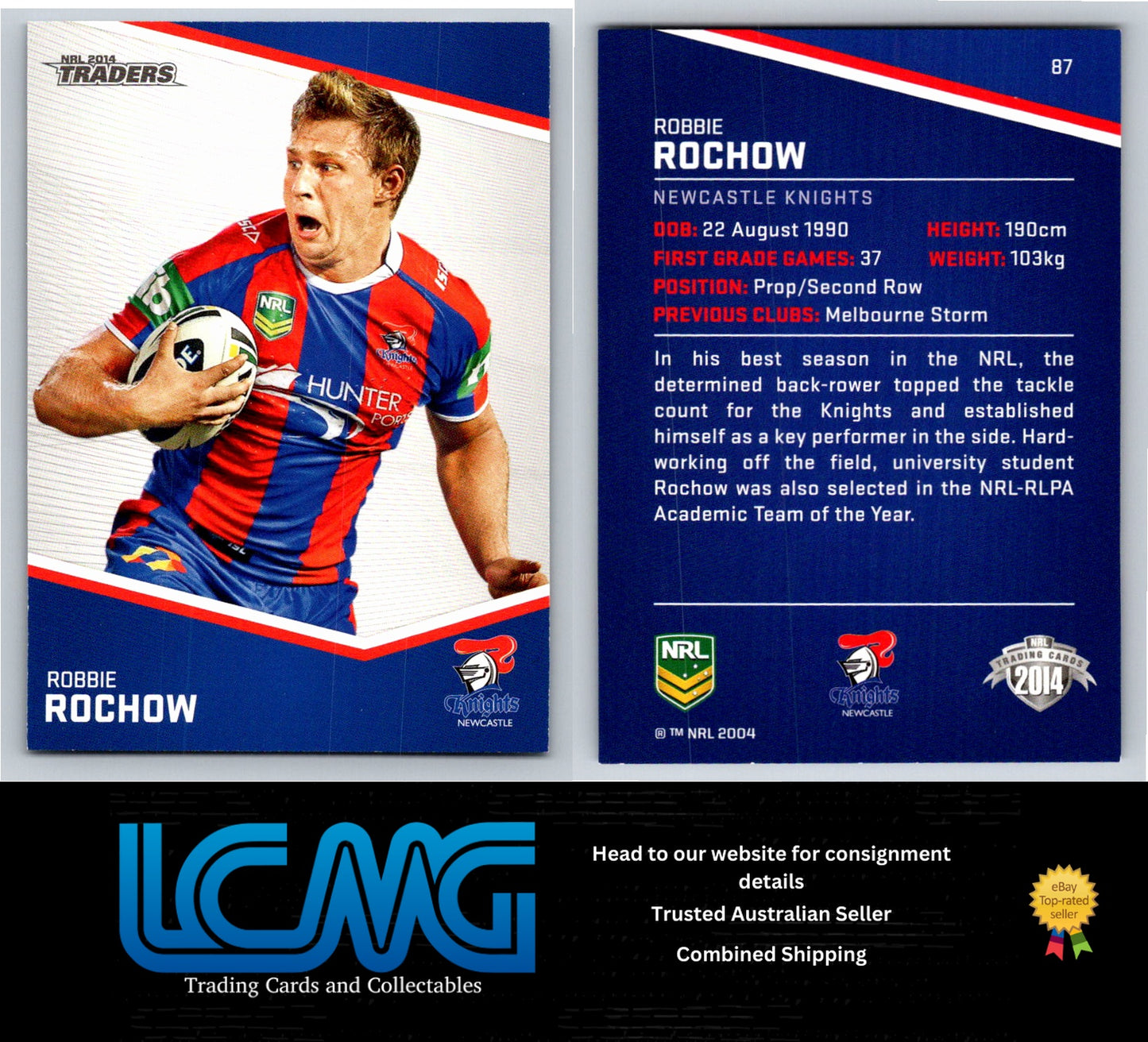 Card # 87 Robbie Rochow NRL 2014 Traders Newcastle Knights