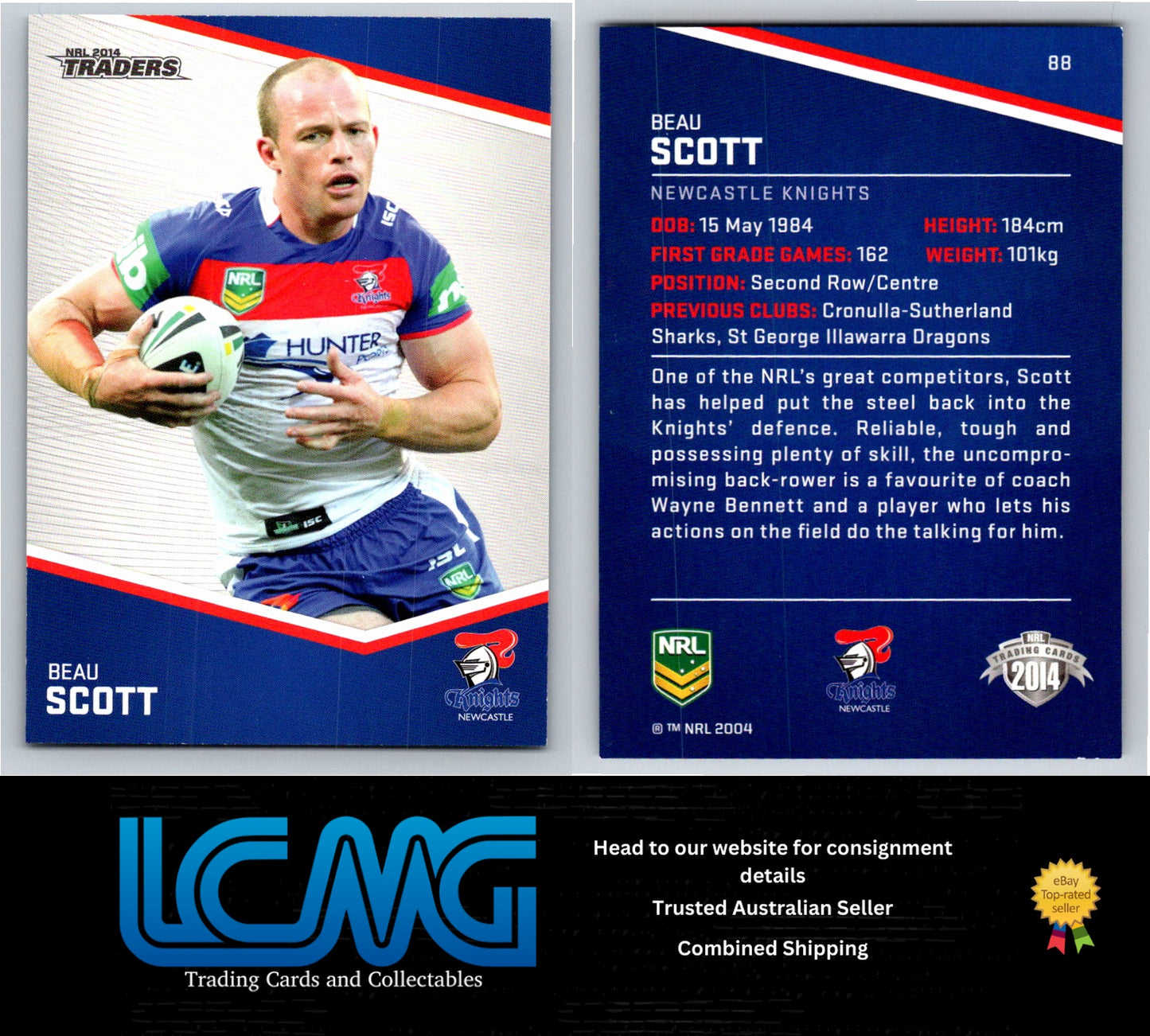 Card # 88 Beau Scott NRL 2014 Traders Newcastle Knights