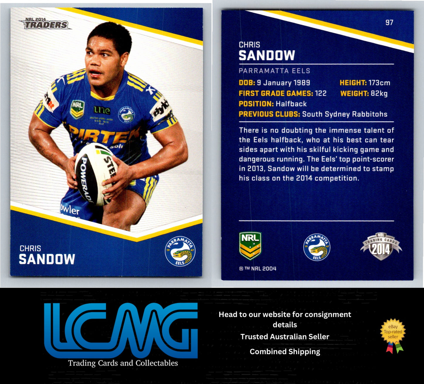 Card # 97 Chris Sandow NRL 2014 Traders Parramatta Eels