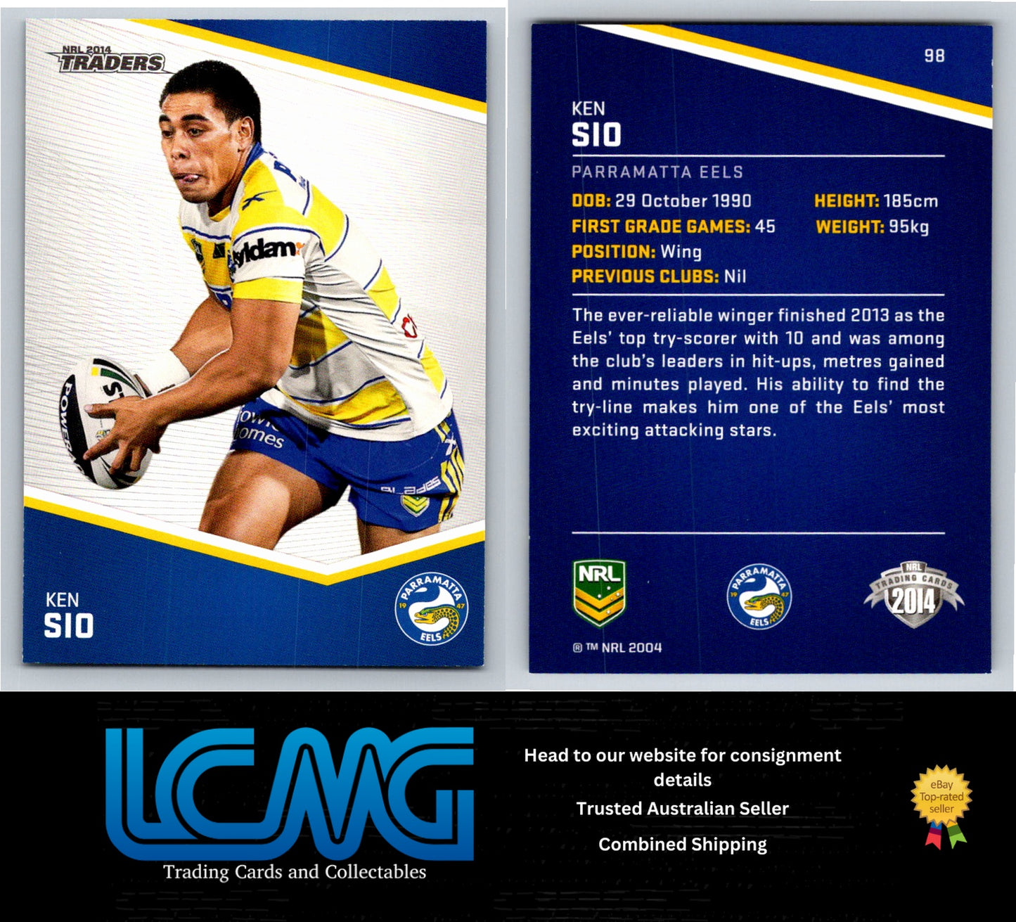 Card # 98 Ken Sio NRL 2014 Traders Parramatta Eels