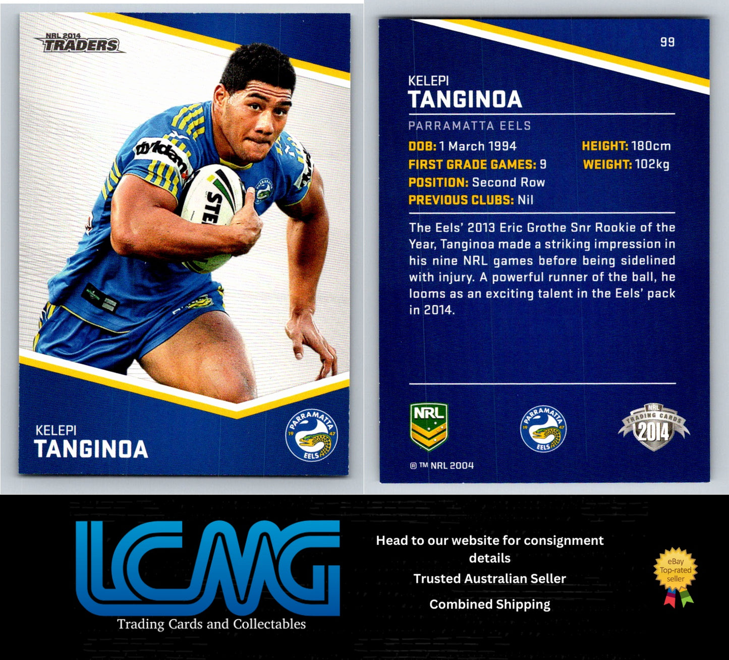 Card # 99 Kelepi Tanginoa NRL 2014 Traders Parramatta Eels