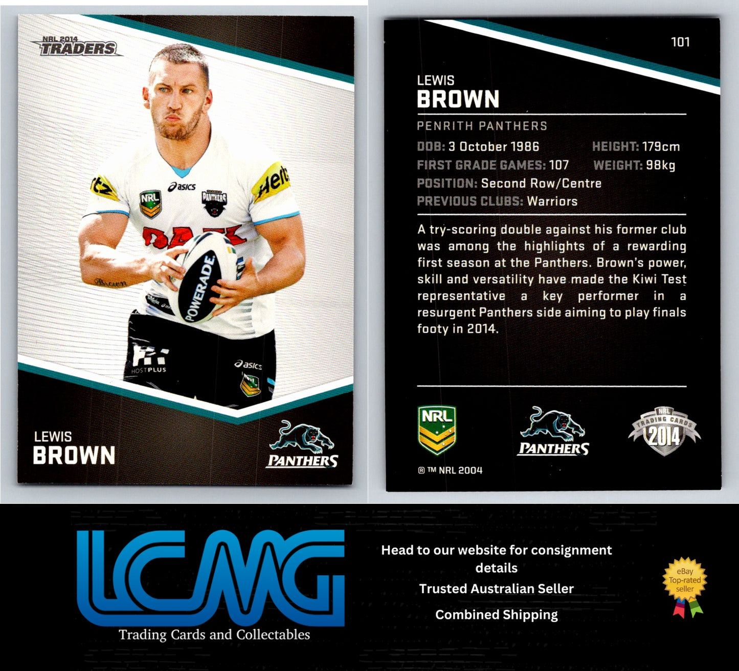 Card # 101 Lewis Brown NRL 2014 Traders Penrith Panthers