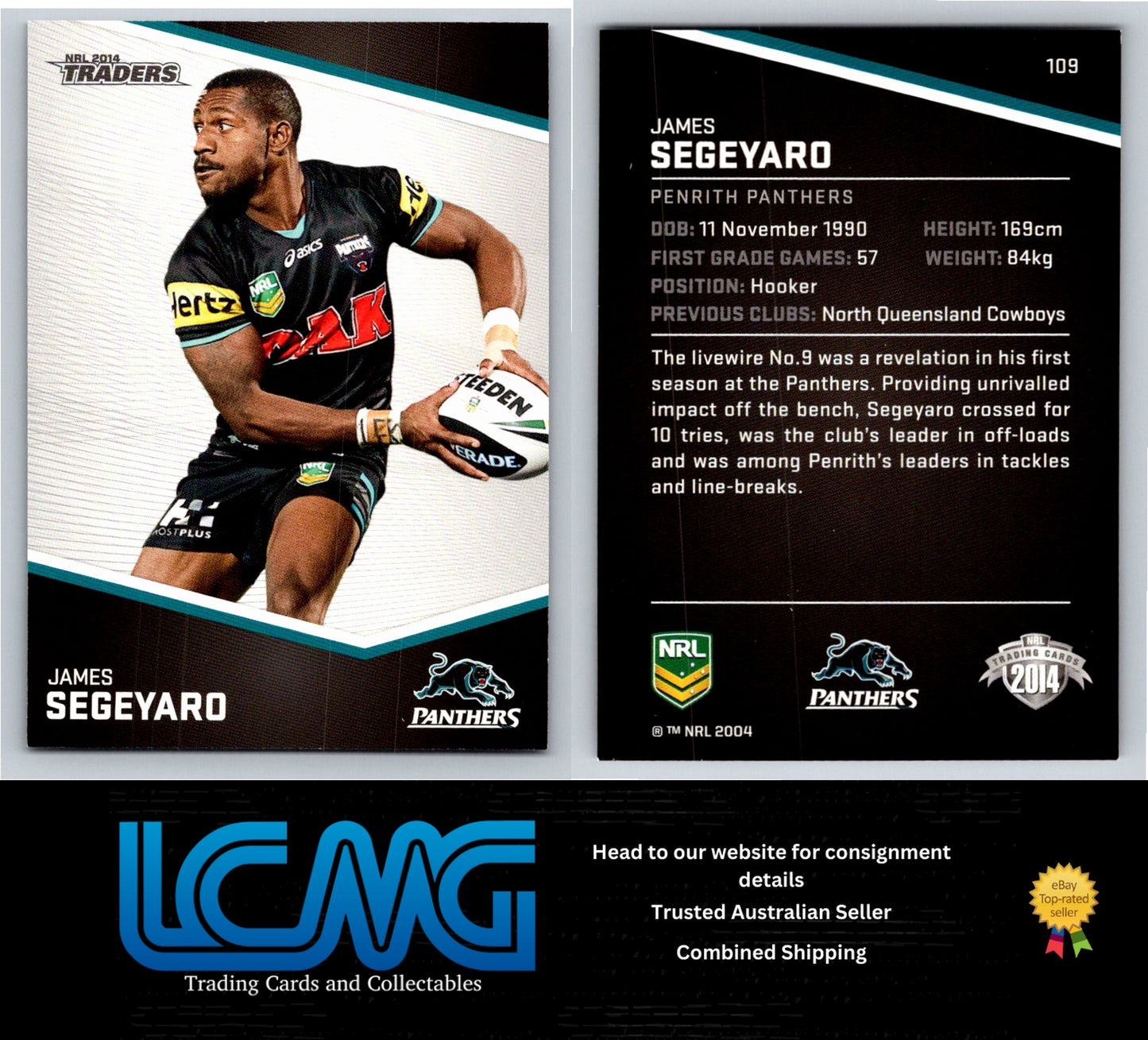 Card # 109 James Segeyaro NRL 2014 Traders Penrith Panthers