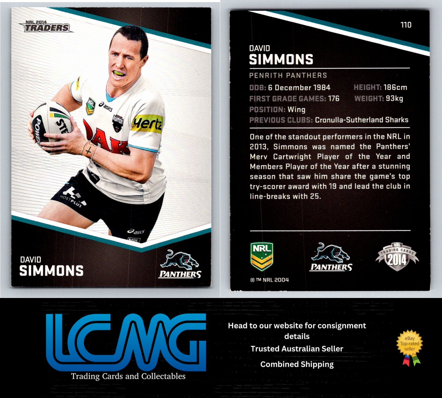 Card # 110 David Simmons NRL 2014 Traders Penrith Panthers