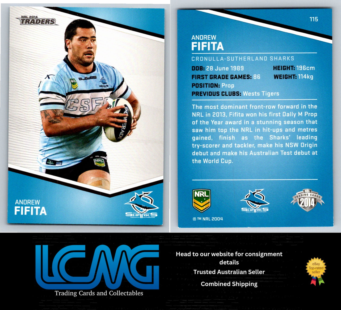 Card # 115 Andrew Fifita NRL 2014 Traders Cronulla Sutherland Sharks