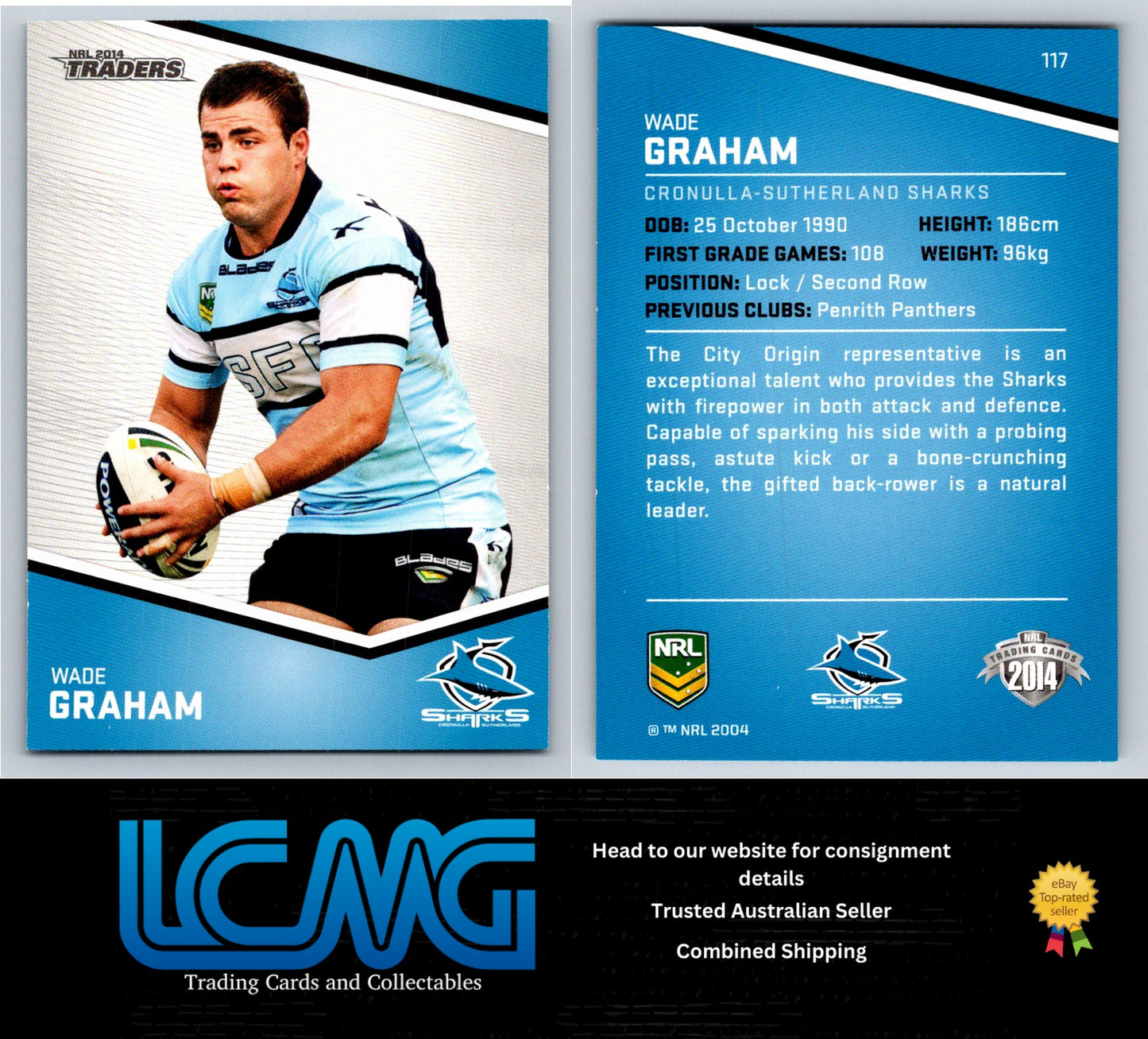 Card # 117 Wade Graham NRL 2014 Traders Cronulla Sutherland Sharks