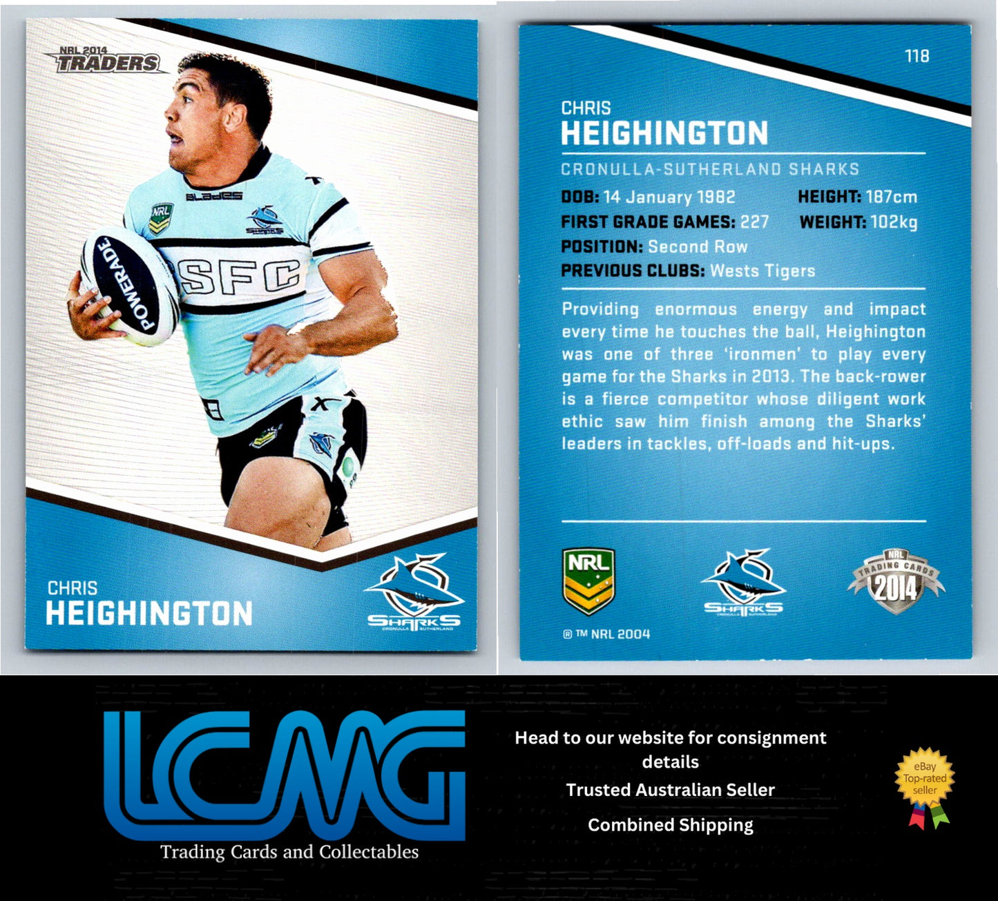 Card # 118 Chris Heighington NRL 2014 Traders Cronulla Sutherland Sharks