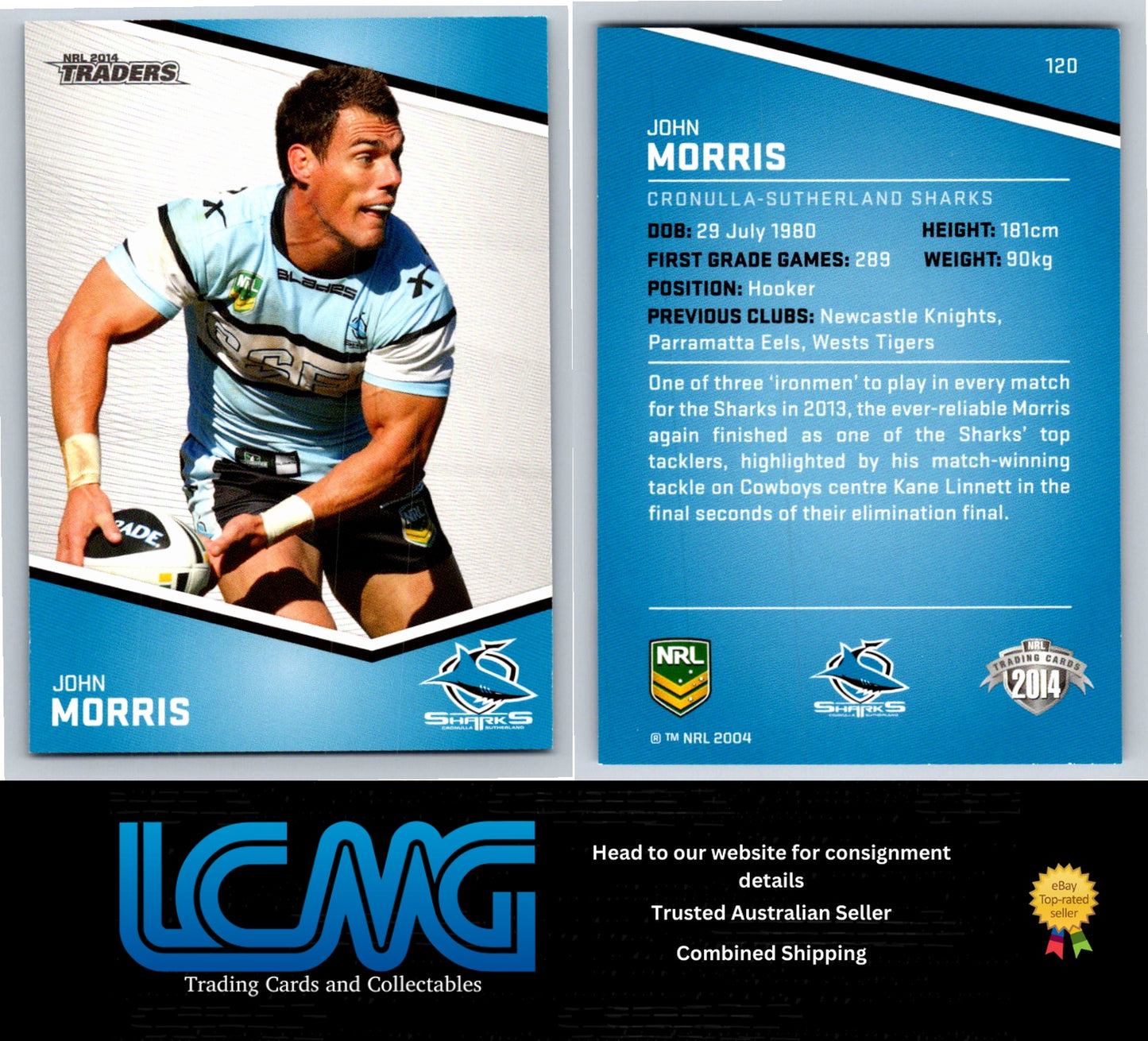 Card # 120 John Morris NRL 2014 Traders Cronulla Sutherland Sharks