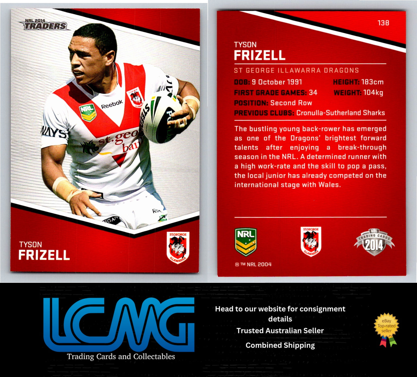 Card # 138 Tyson Frizell NRL 2014 Traders St George Illawarra Dragons