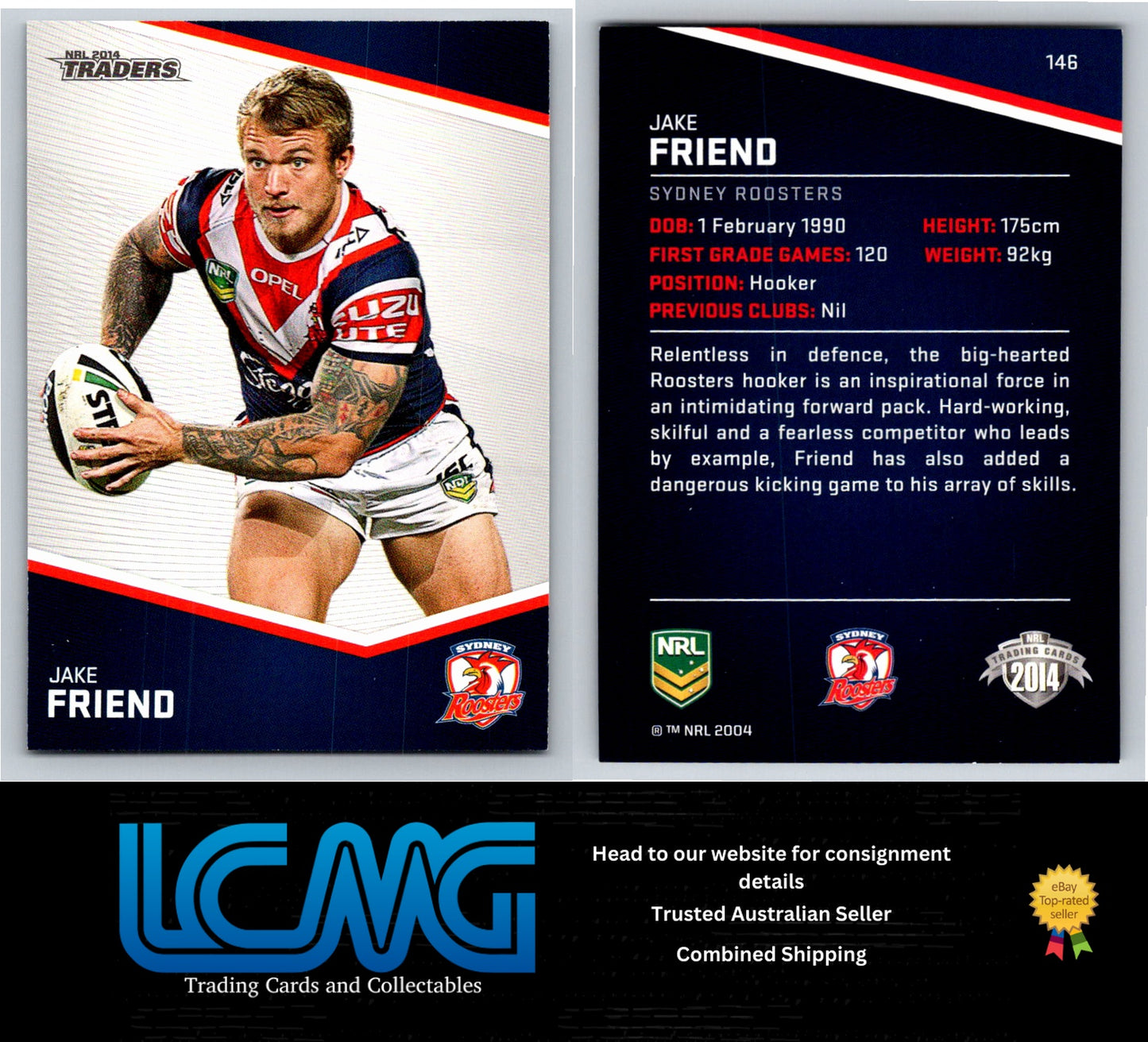 Card # 146 Jake Friend NRL 2014 Traders Sydney Roosters