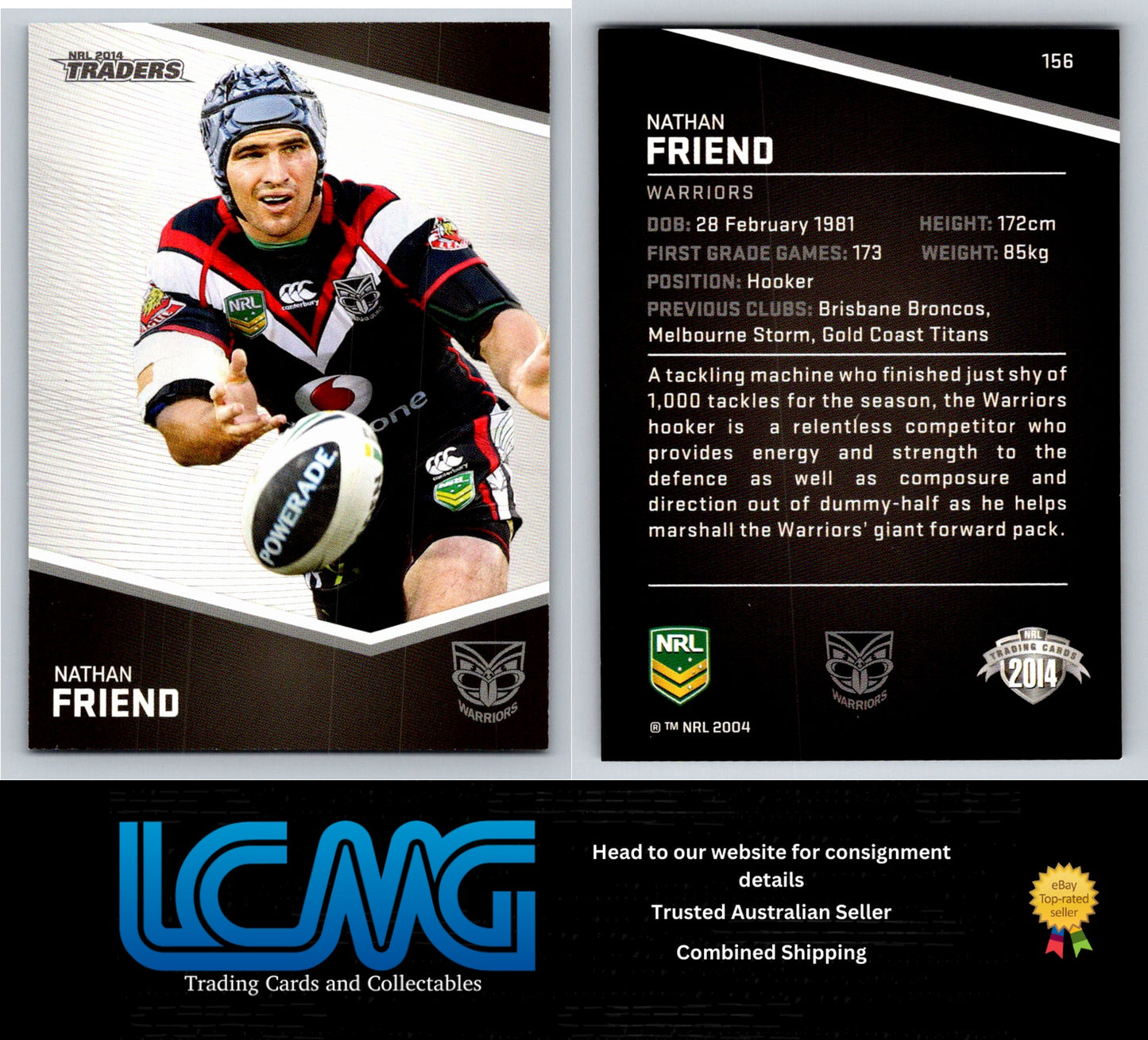 Card # 156 Nathan Friend NRL 2014 Traders Warriors