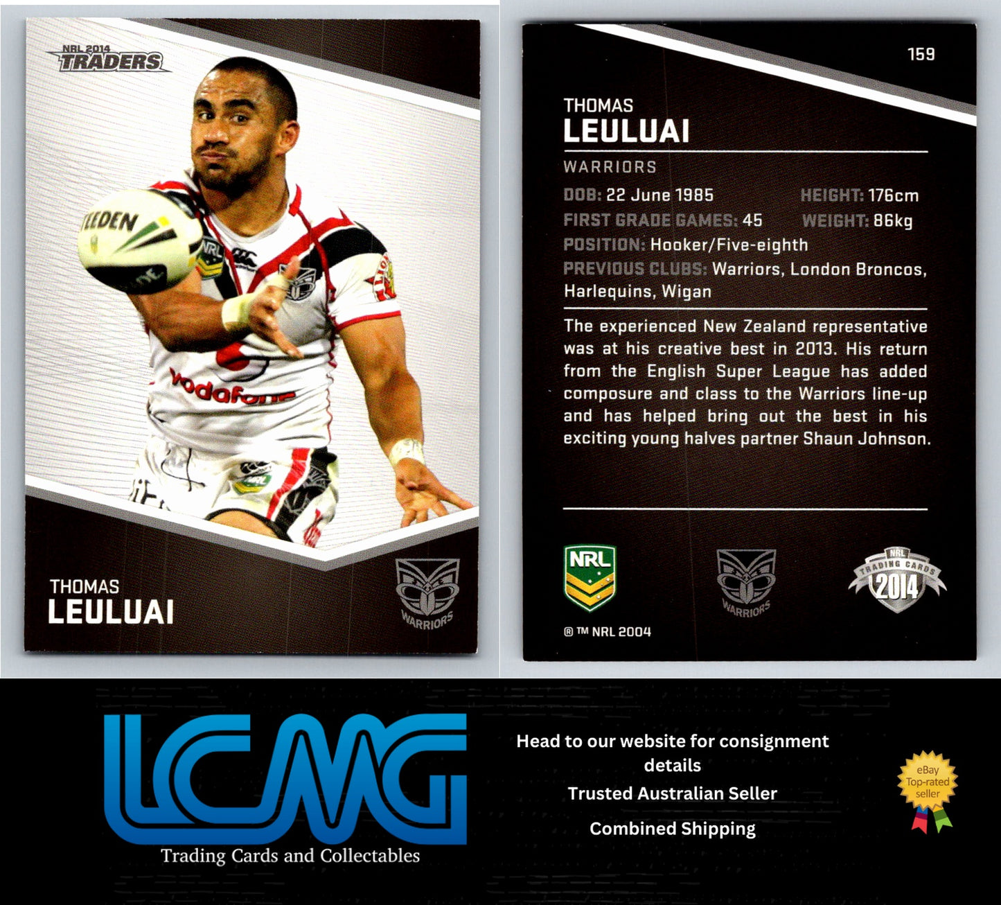 Card # 159 Thomas Leuluai NRL 2014 Traders Warriors