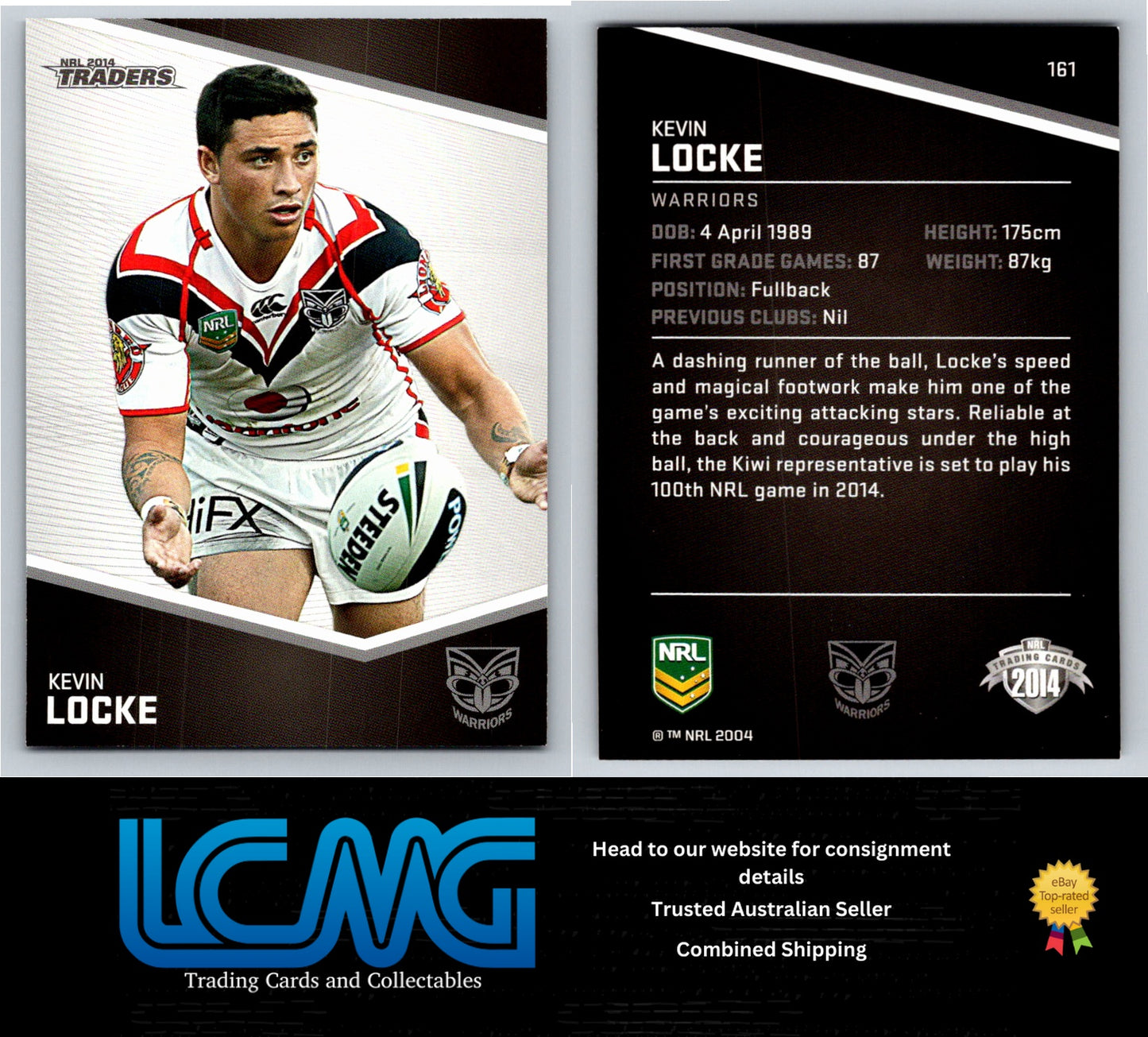 Card # 161 Kevin Locke NRL 2014 Traders Warriors
