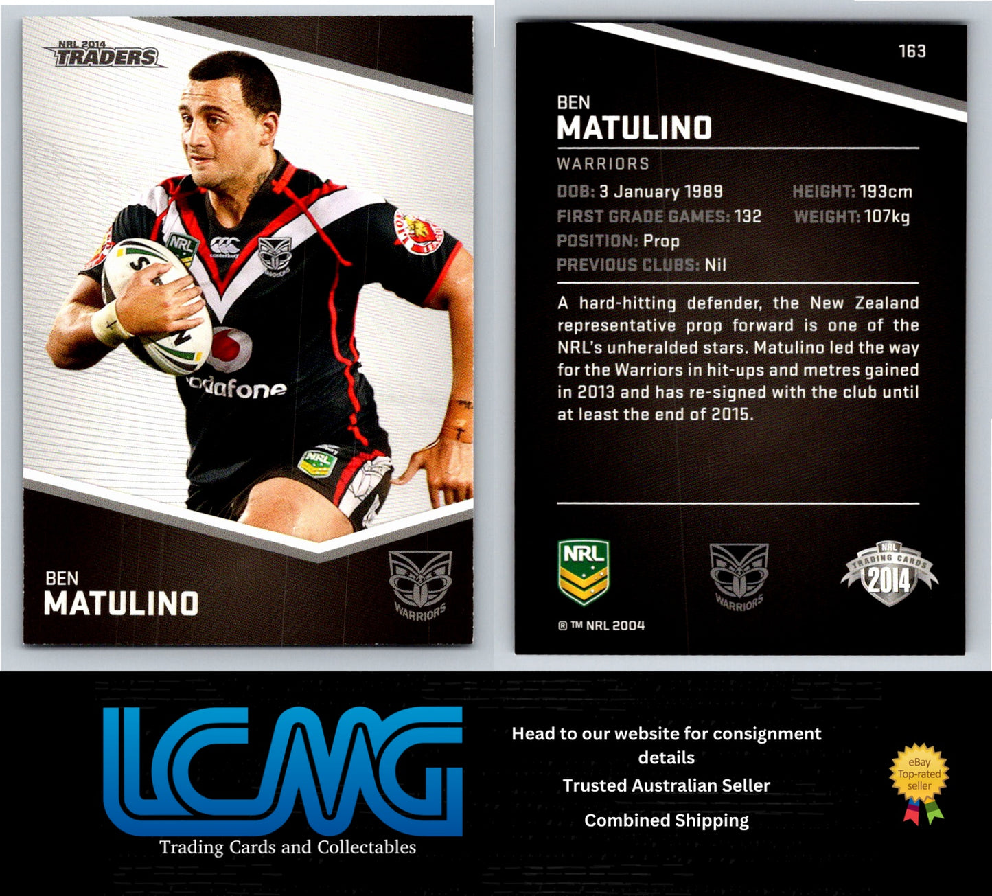 Card # 163 Ben Matulino NRL 2014 Traders Warriors