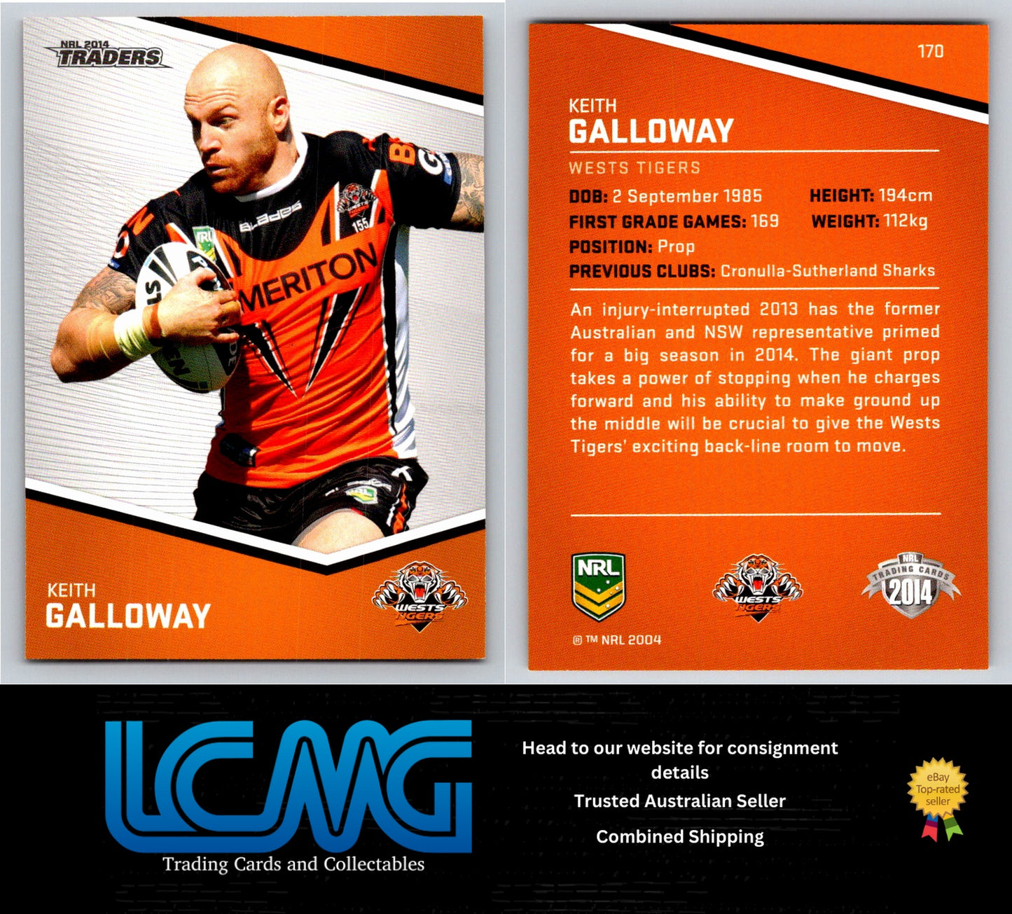 Card # 170 Keith Galloway NRL 2014 Traders Wests Tigers