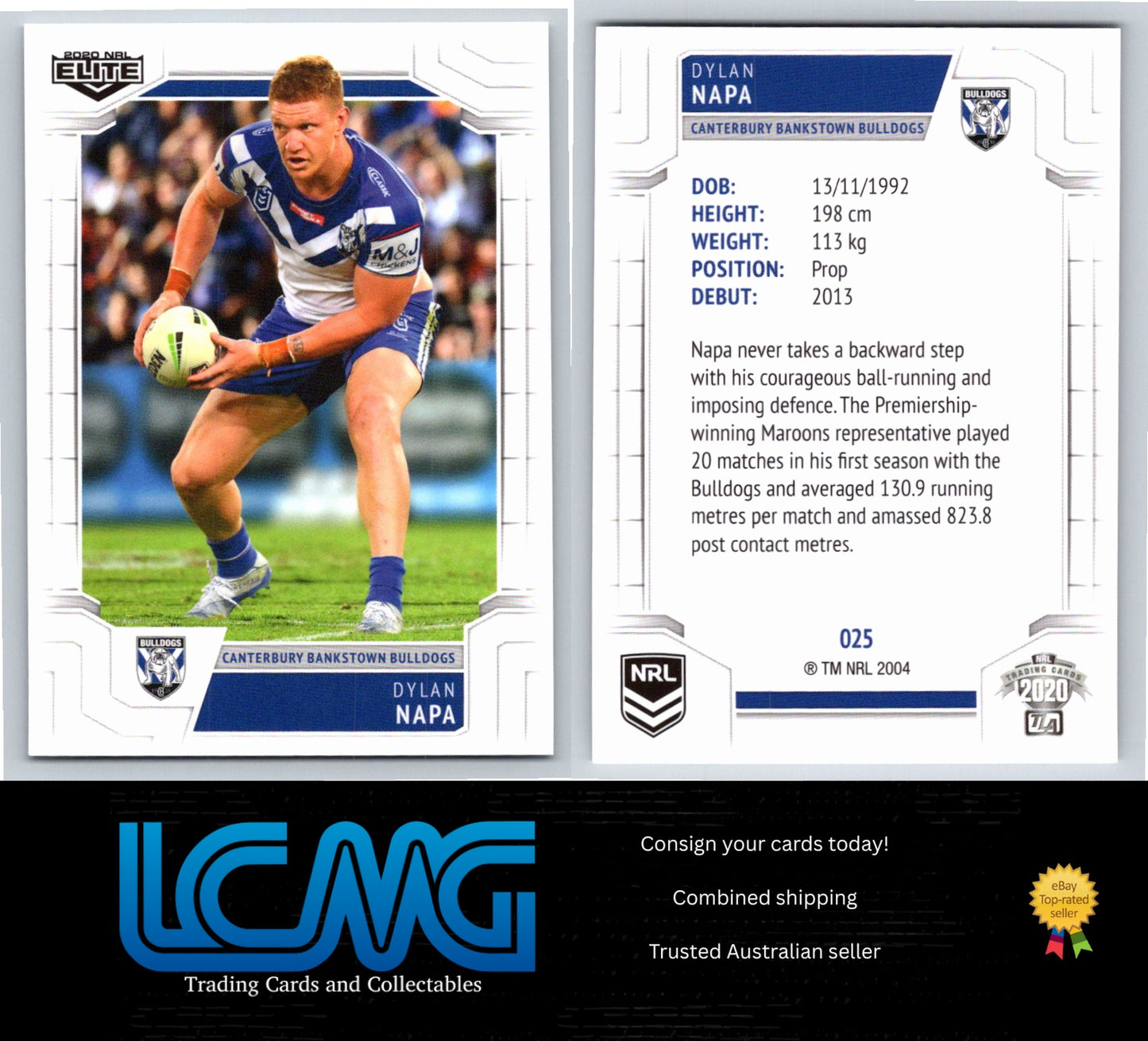 Card # 025 Dylan Napa 2020 NRL Elite