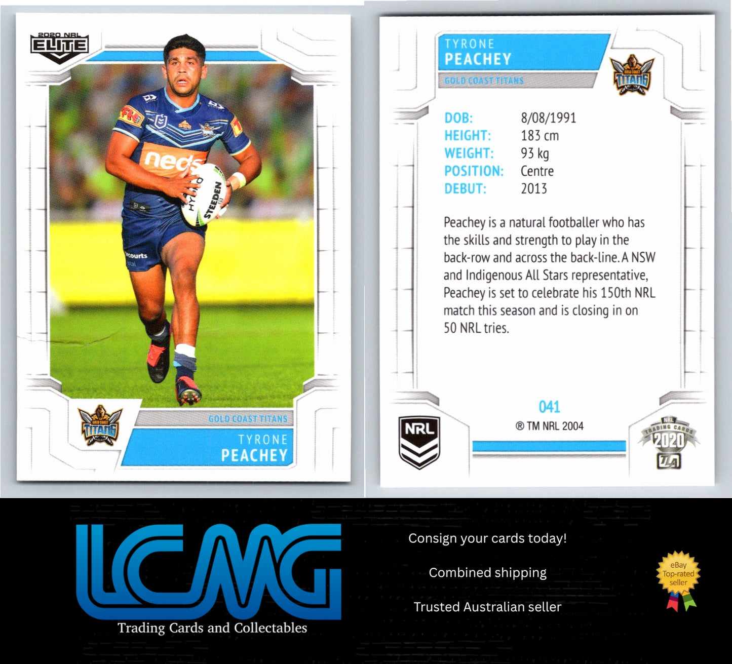 Card # 041 Tyrone Peachey 2020 NRL Elite