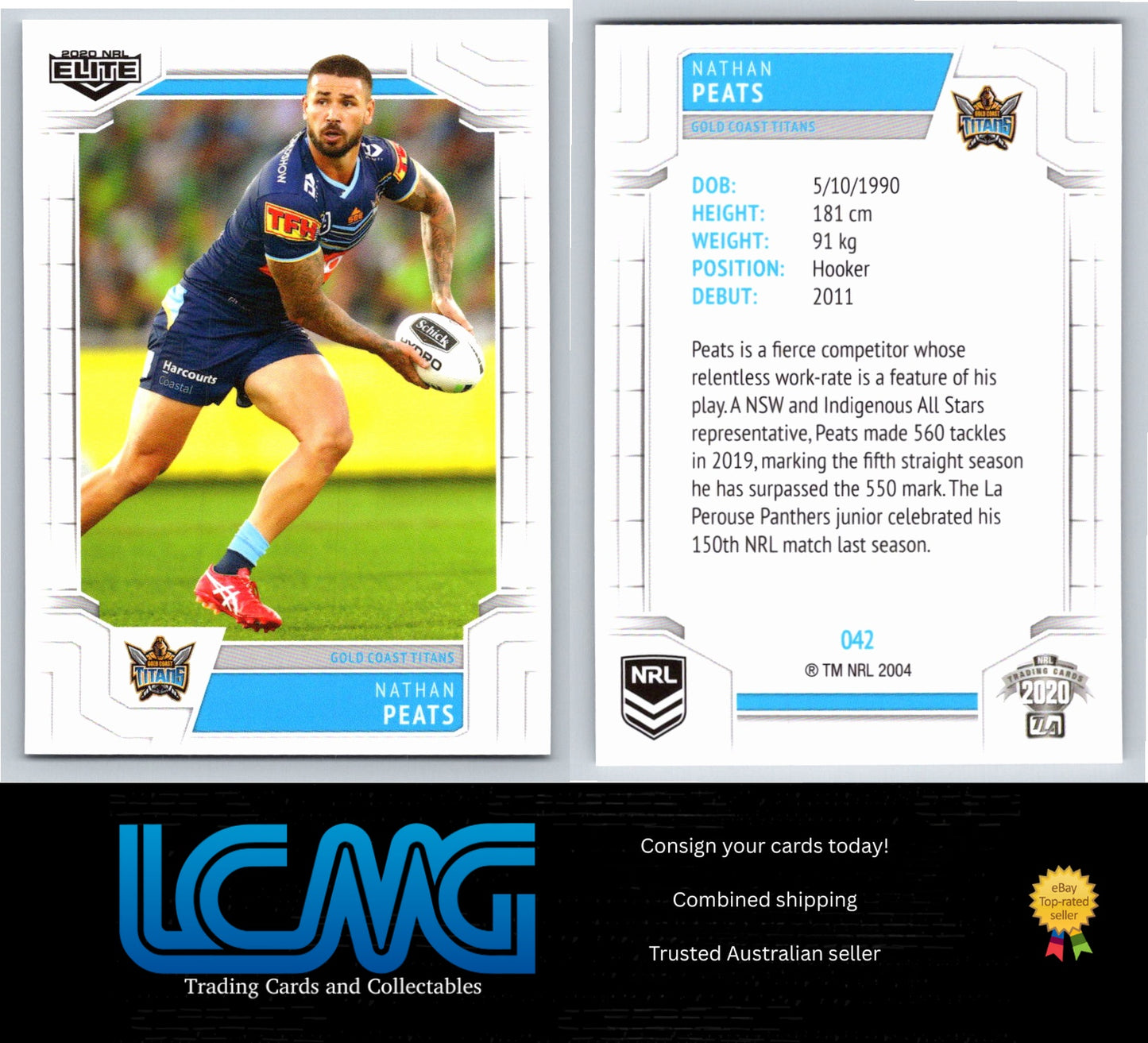 Card # 042 Nathan Peats 2020 NRL Elite