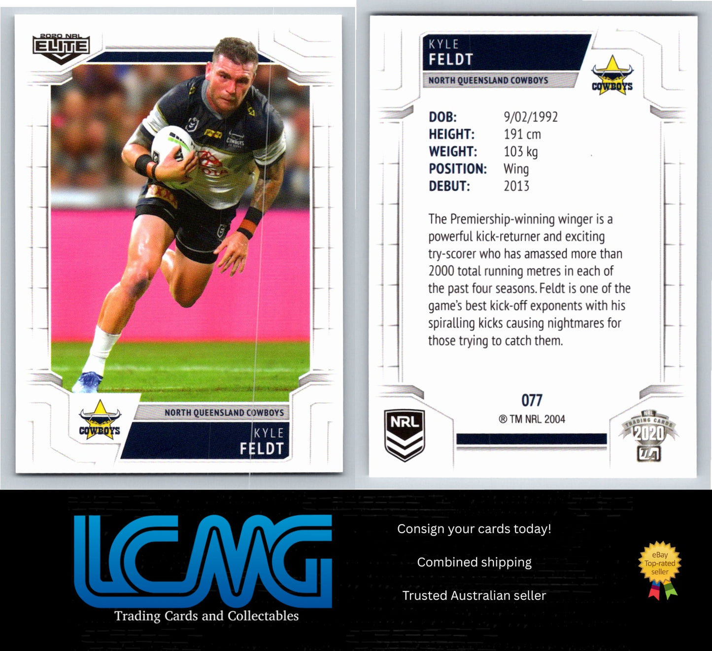 Card # 077 Kyle Feldt 2020 NRL Elite