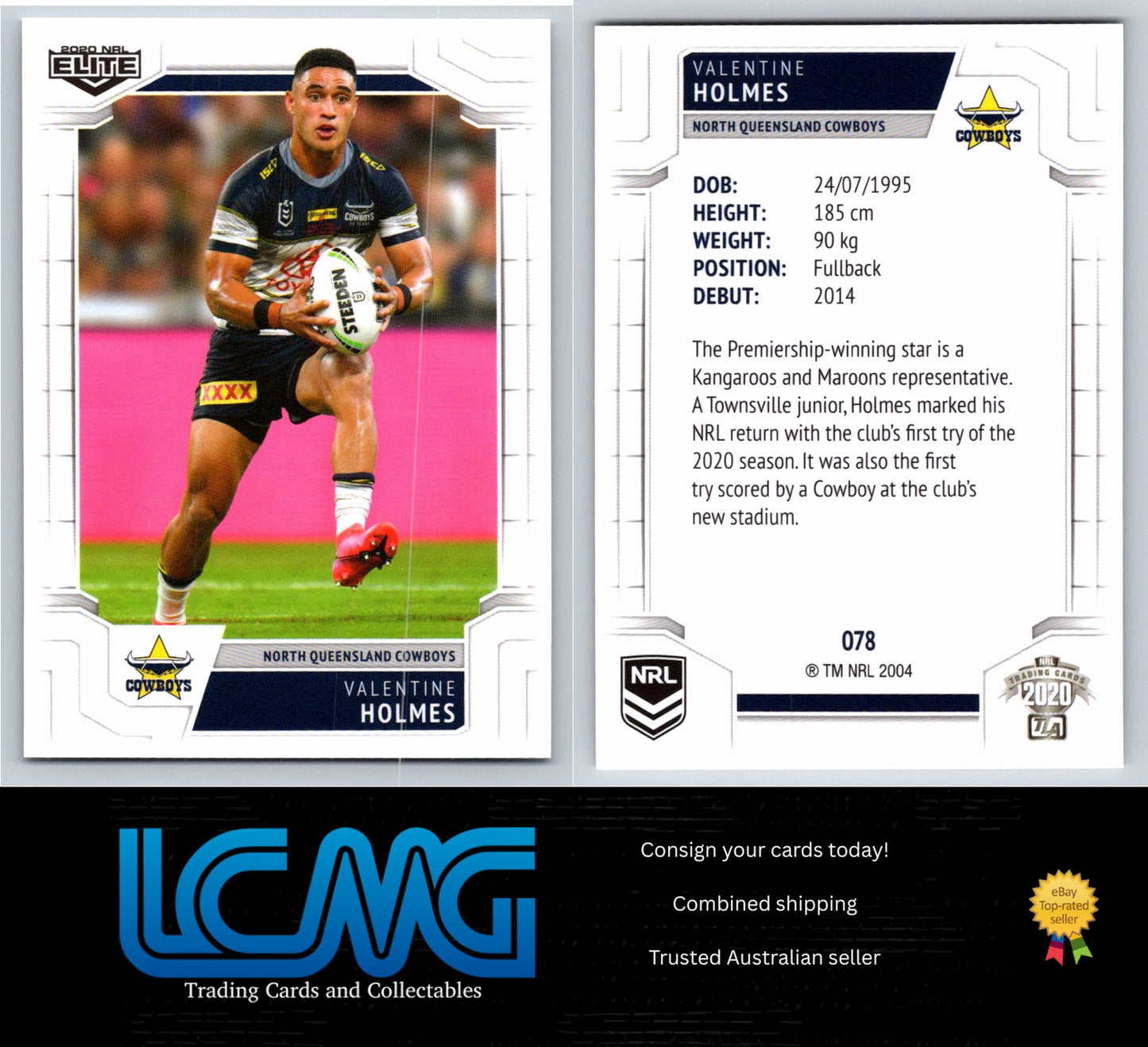Card # 078 Valentine Holmes 2020 NRL Elite