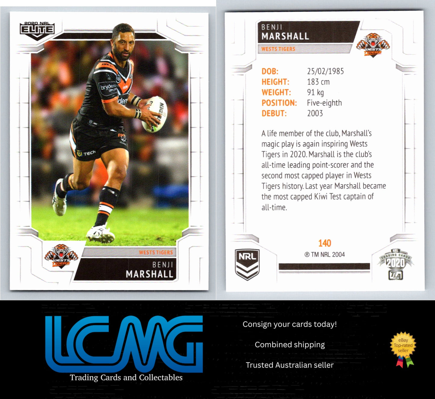 Card # 140 Benji Marshall 2020 NRL Elite