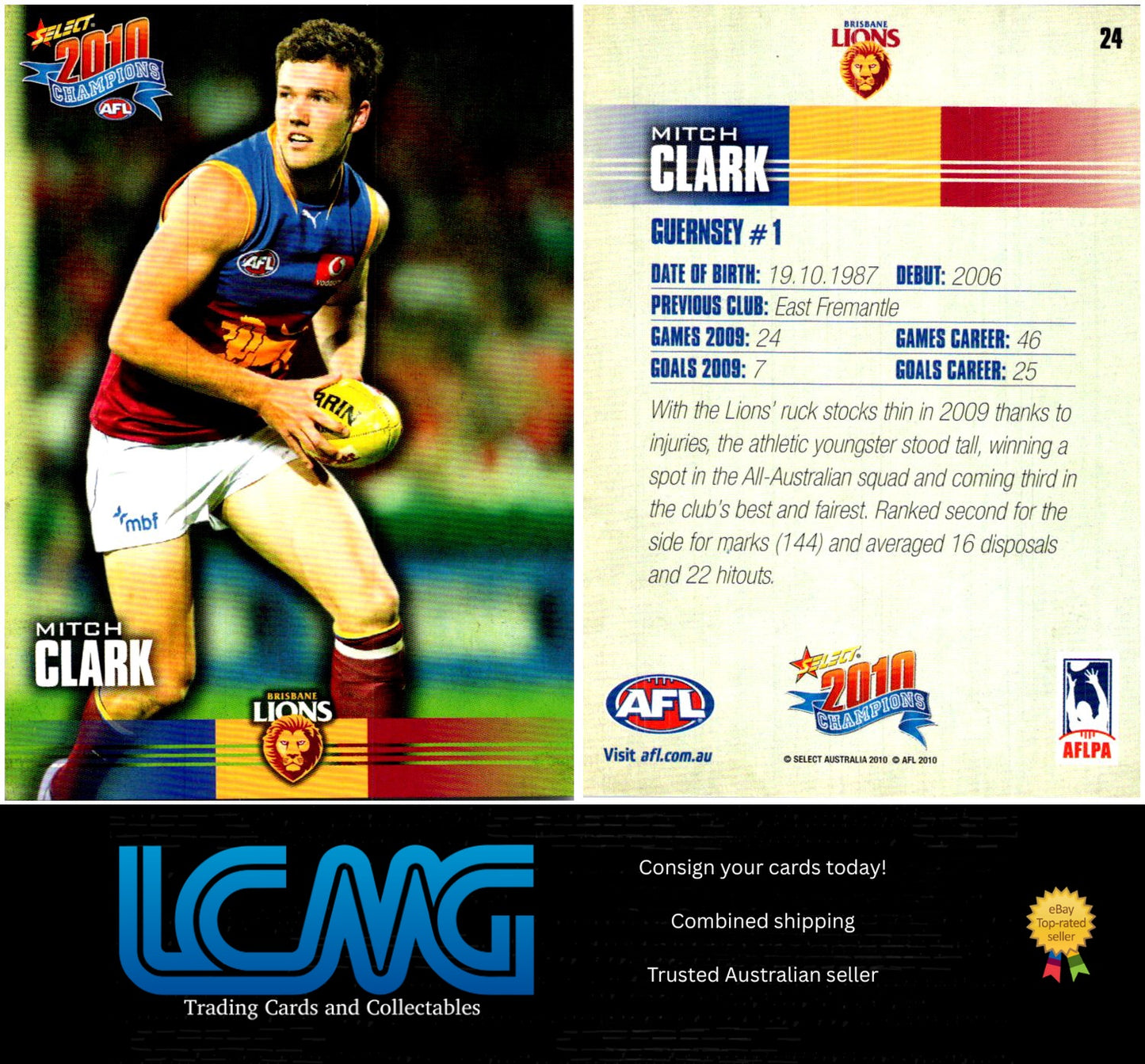 Card # 24 Mitch Clark 2010 AFL Champions