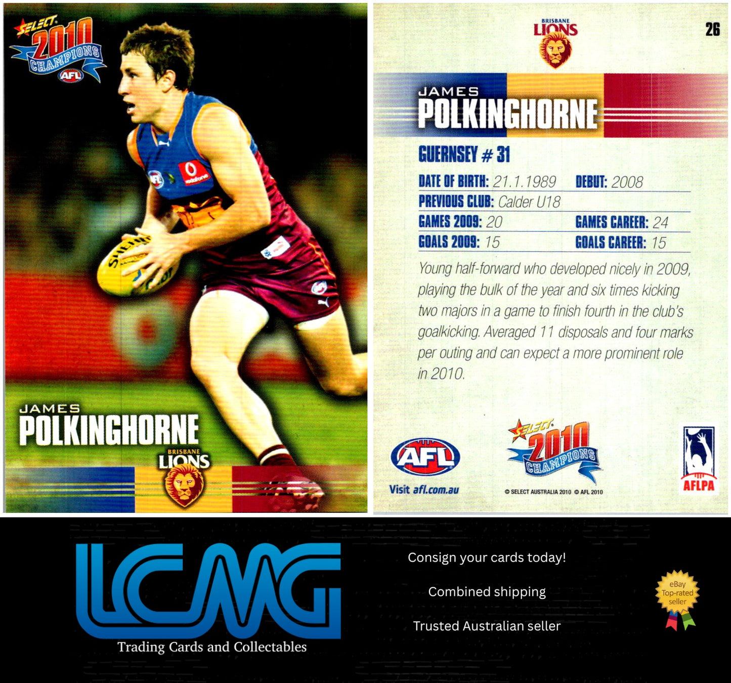 Card # 26 James Polkinghorne 2010 AFL Champions