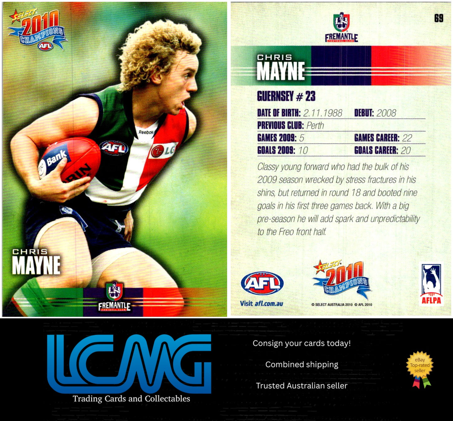 Card # 69 Chris Mayne 2010 AFL Champions