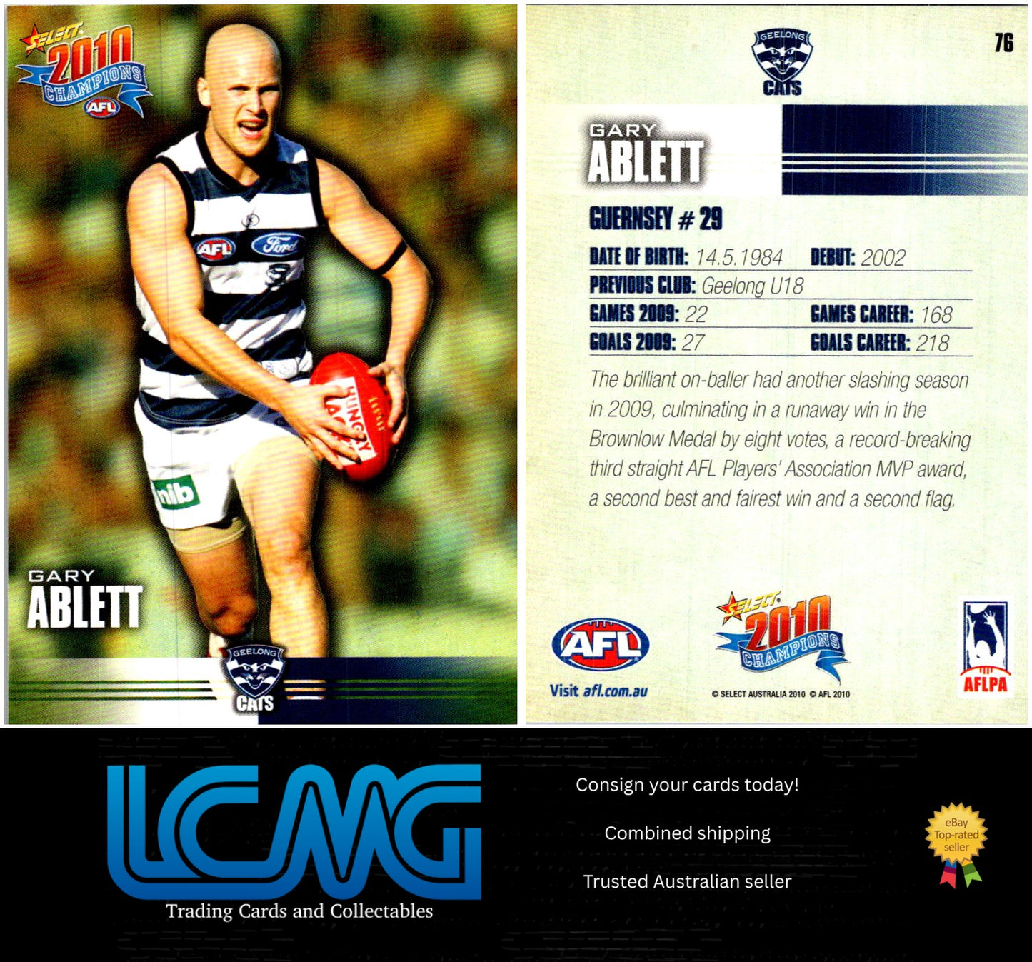 Card # 76 Gary Ablett Jr. 2010 AFL Champions