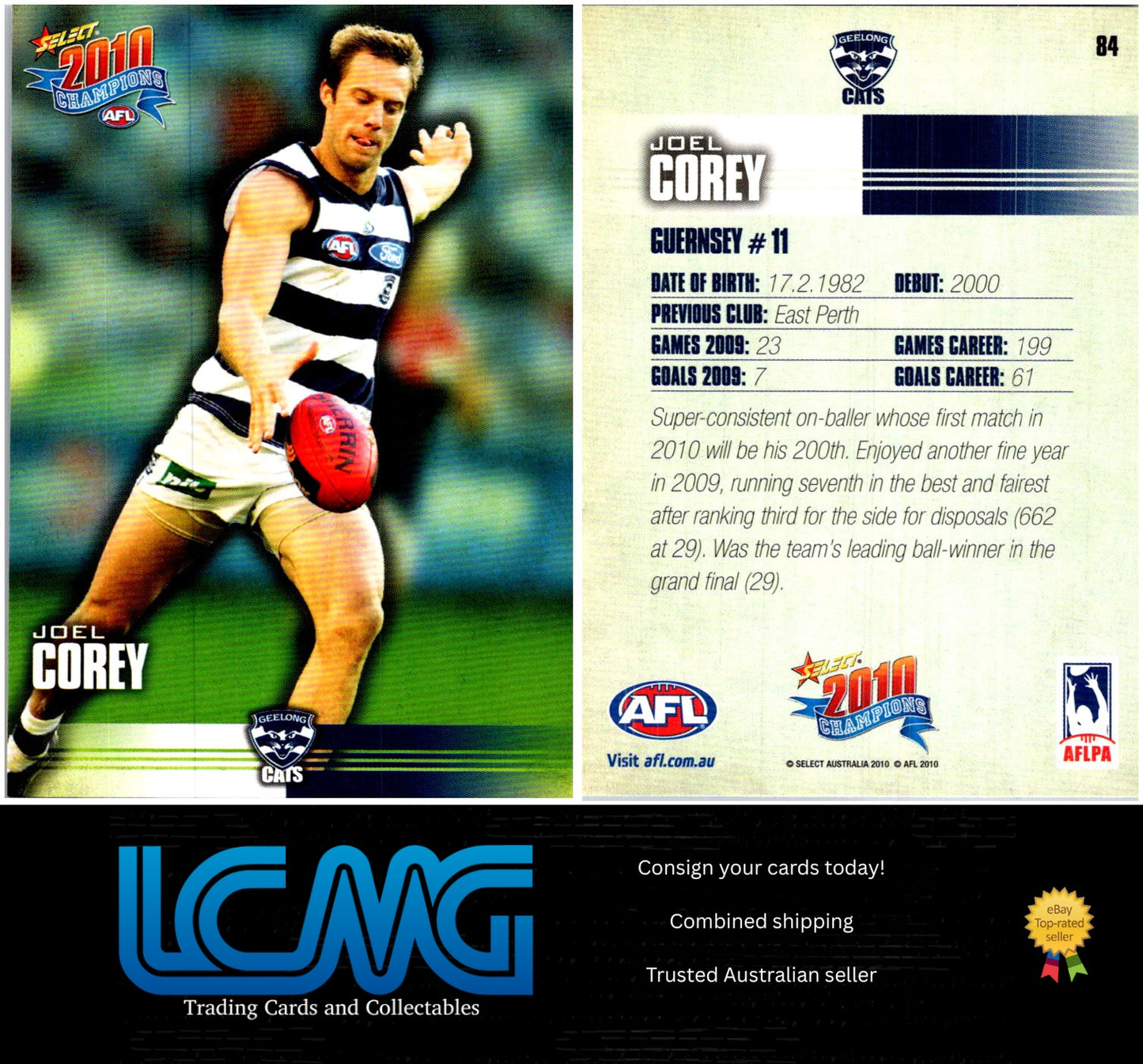 Card # 84 Joel Corey 2010 AFL Champions