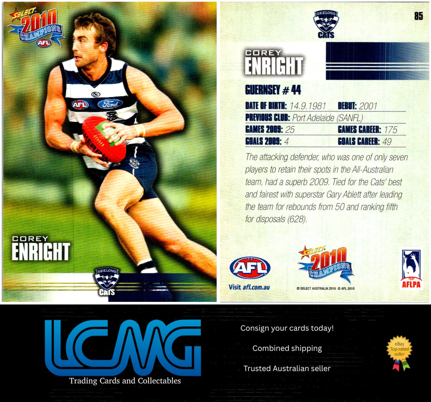 Card # 85 Corey Enright 2010 AFL Champions